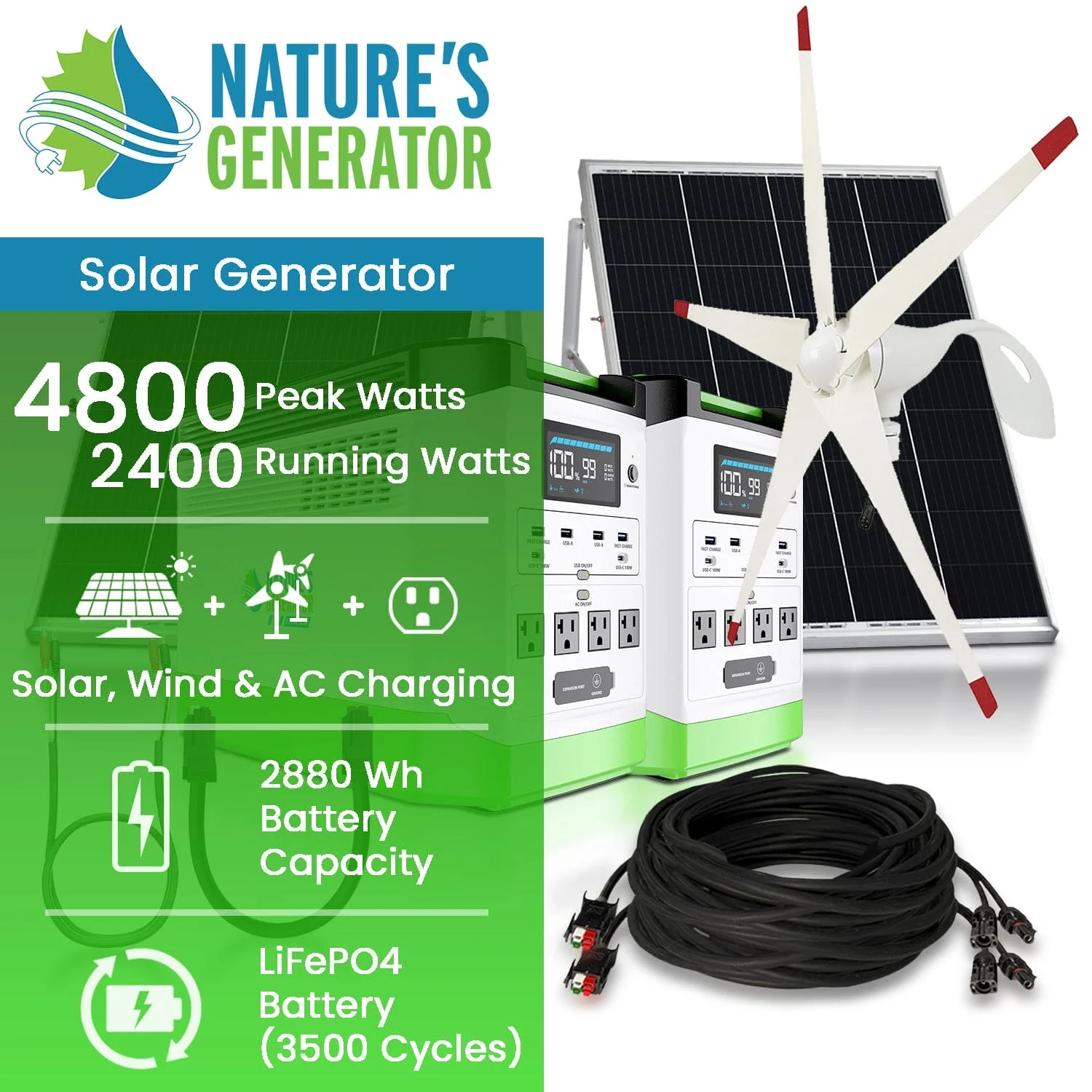 High Capacity Lithium 1800 Solar and Wind Generator - Image 4