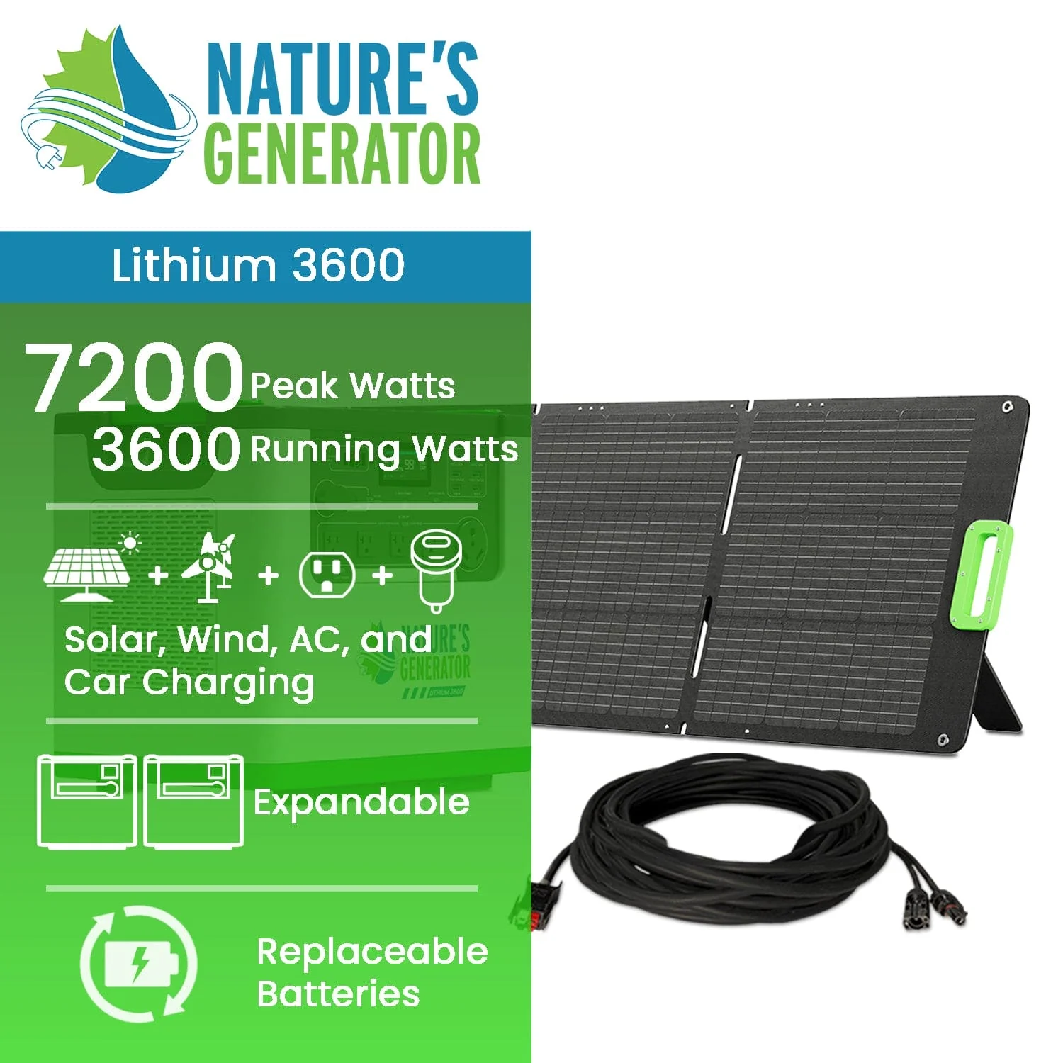 Nature's Generator Lithium 3600 Solar Generator - Image 2