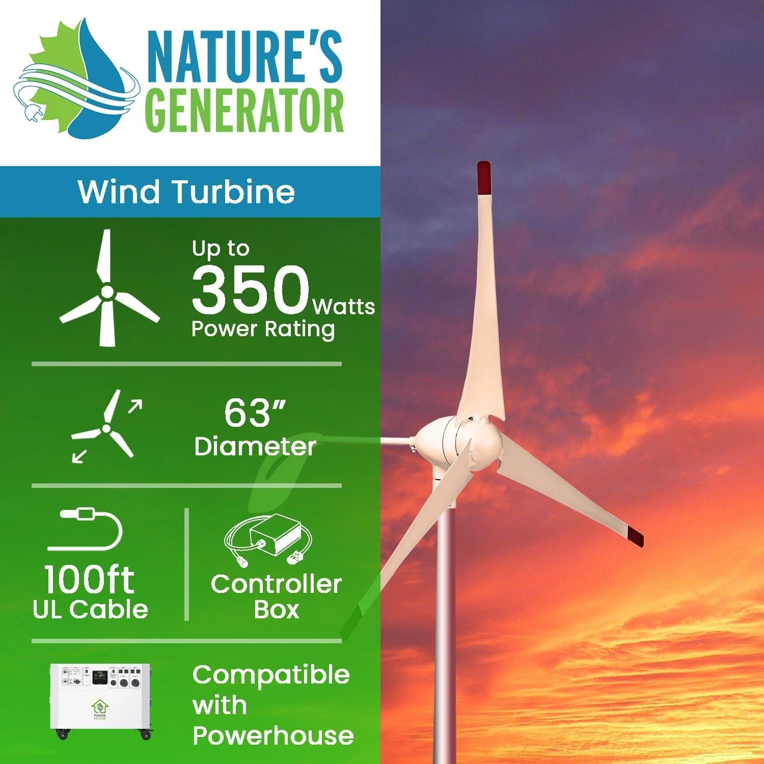 Nature's Generator 350W Wind Turbine - Image 2