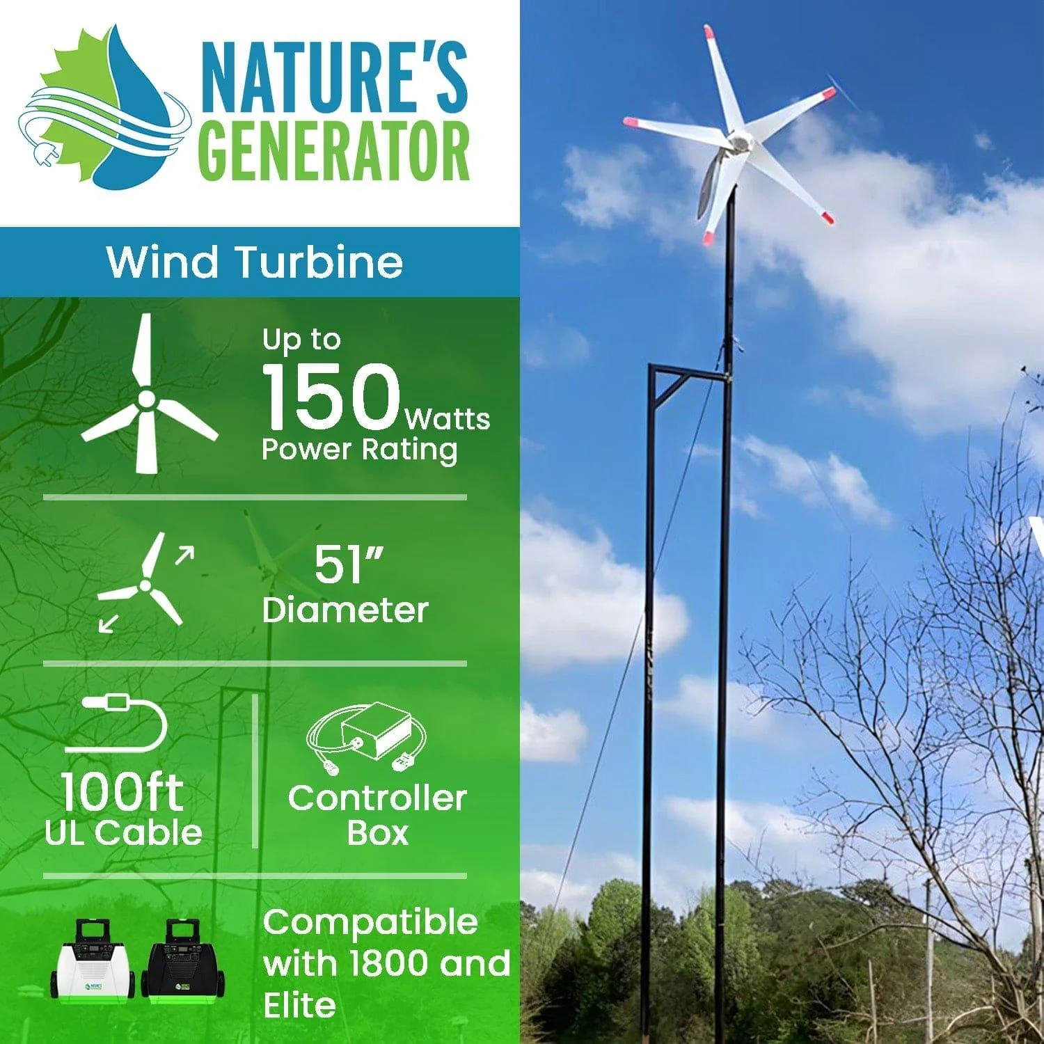 Nature's Generator 150W Wind Turbine - Image 2