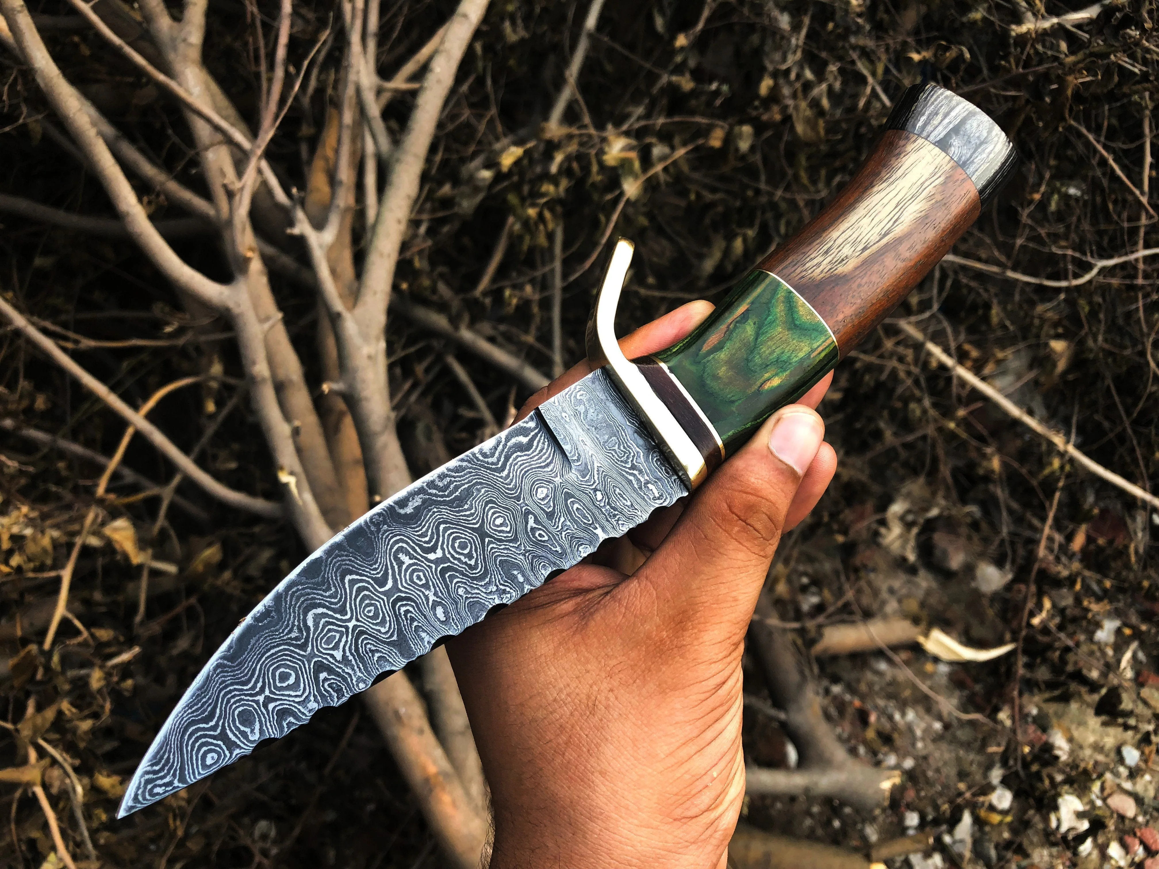 New Custom Handmade Damascus Steel Hunting Knife - Image 6