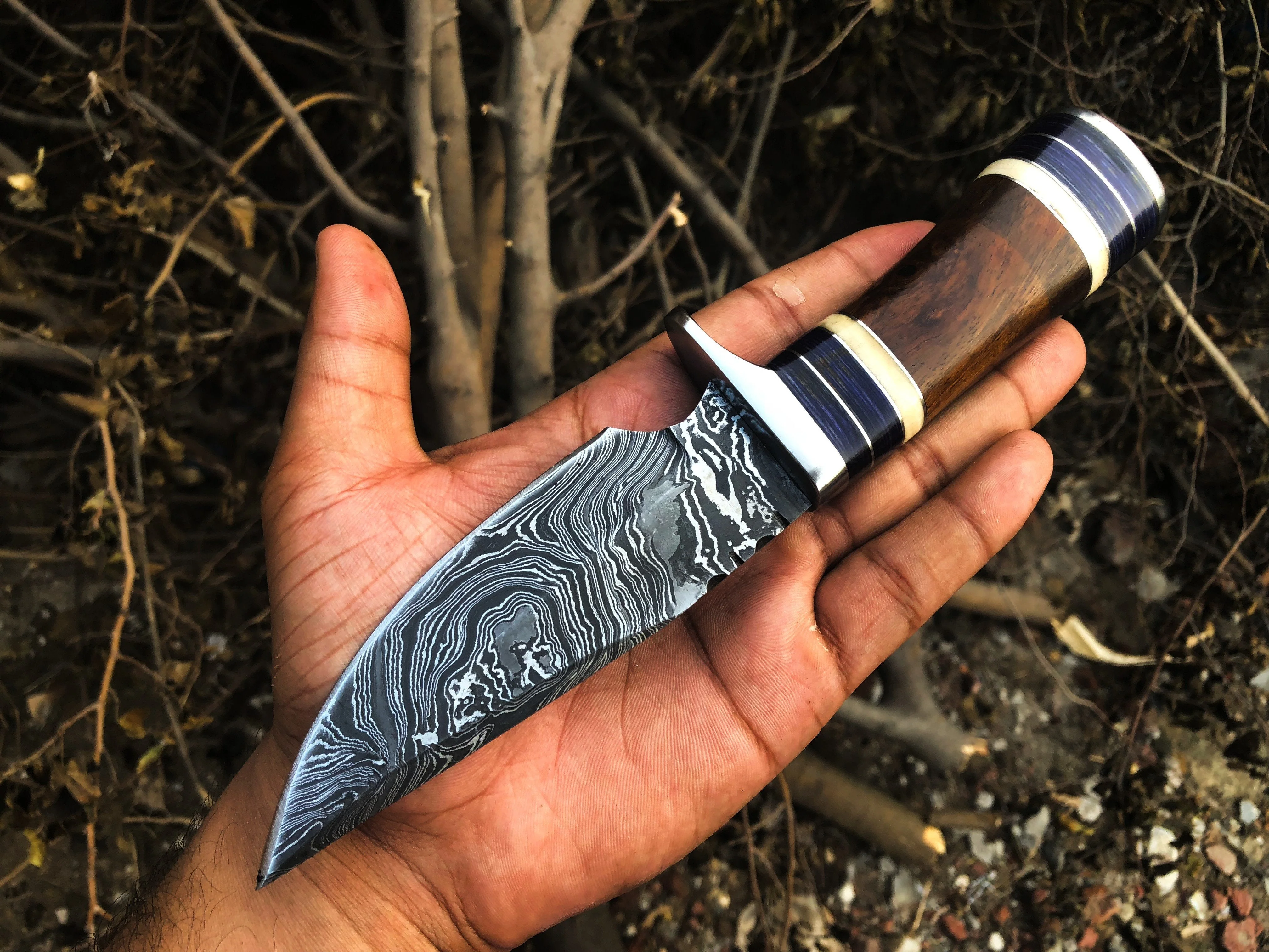 New Custom Handmade Damascus Steel Hunting Skinning Knife - Image 6
