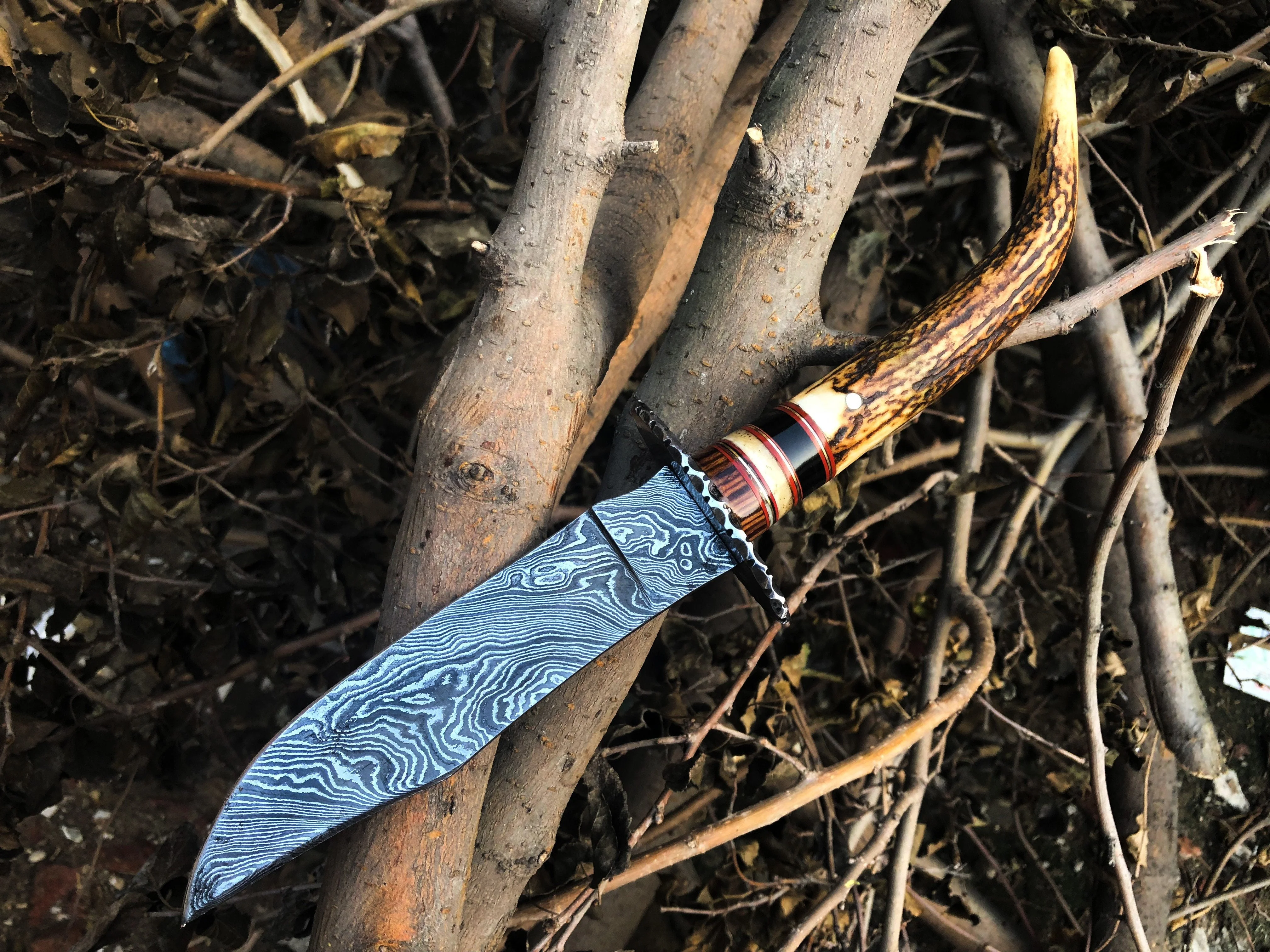 New Custom Handmade Damascus Steel Hunting Skinning Knife - Image 4