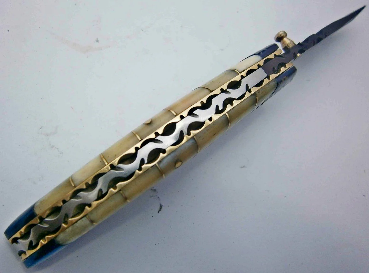 New Custom Handmade Patina-Color Damascus EDC Folding Knife - Image 3