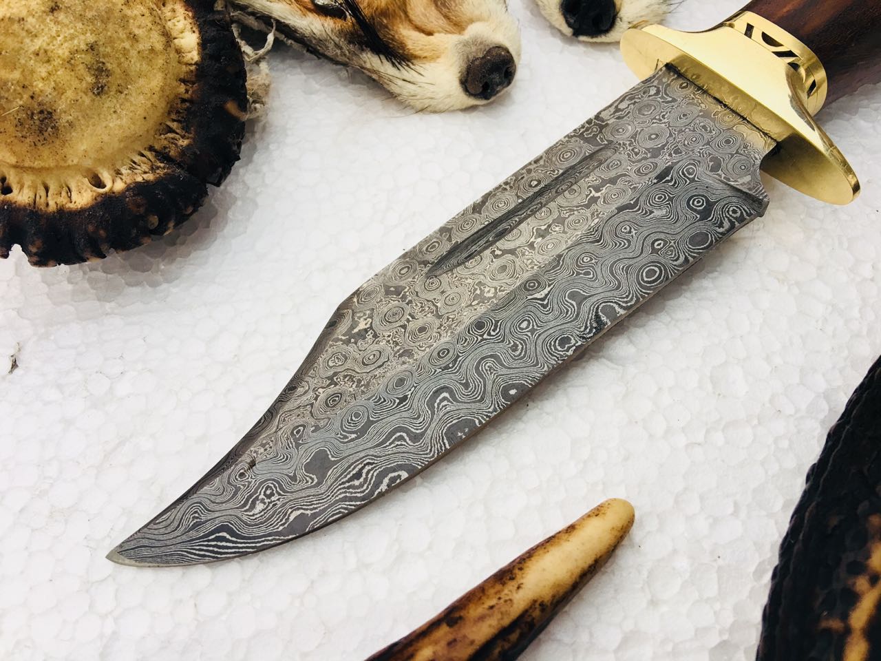 New Custom Handmade Raindrop Pattern Welded Damascus Steel Hunting Knife - Image 2