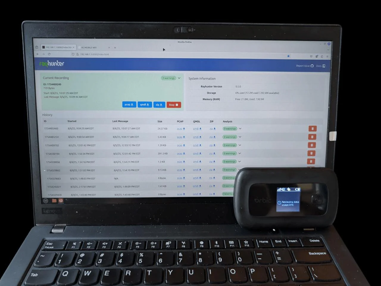 RayHunter IMSI Catcher & Stingray Detector - Orbic RC400L Mobile Hotspot - Image 4