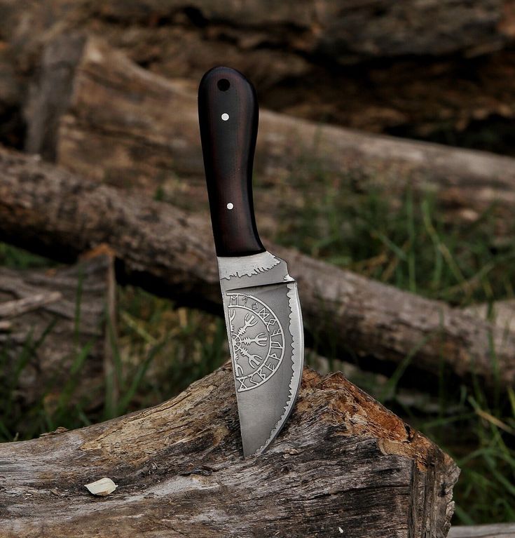 Nordic Valor - Custom Handmade 1095 Steel Classic Viking EDC Knife with Engraved Blade | KBS Knives Store - Image 2