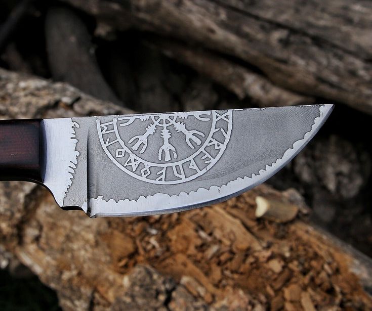 Nordic Valor - Custom Handmade 1095 Steel Classic Viking EDC Knife with Engraved Blade | KBS Knives Store - Image 4