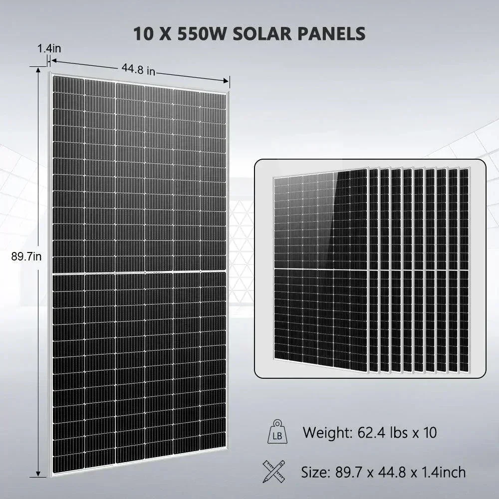 Off Grid Solar Kit 10 X 550 Watts Solar Panels 4 X 5.12KWh Powerwall Lithium Battery 10KW Solar Inverter 48vdc 120v/240v SGM-10K20 - Image 5