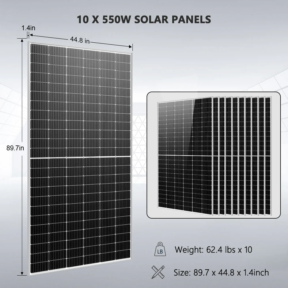 OFF GRID SOLAR KIT 10 X 550 WATTS SOLAR PANELS 4 X 5.12KWH POWERWALL LITHIUM BATTERY 10KW SOLAR INVERTER 48VDC 120V/240V SGM-10K20 - Image 5
