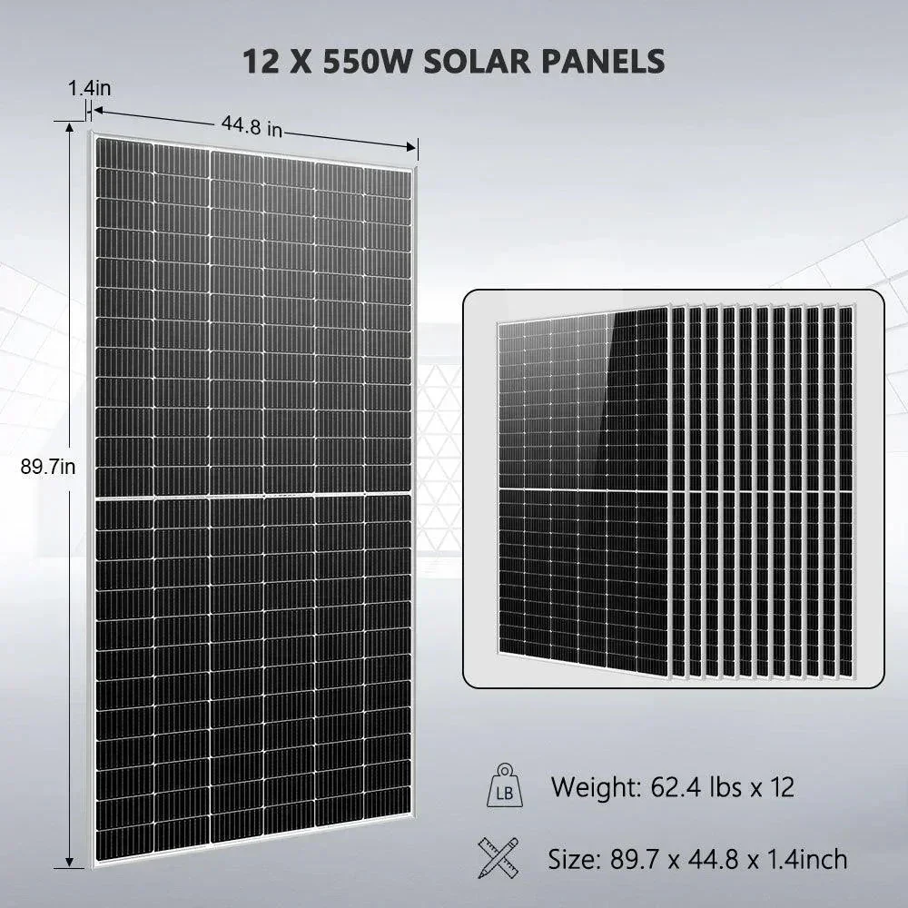 Off Grid Solar Kit 10KW 48VDC 120V/240V 25.6KWH Lithium Battery 12 X 550 Watts Solar Panels SGR-10K25 - Image 6