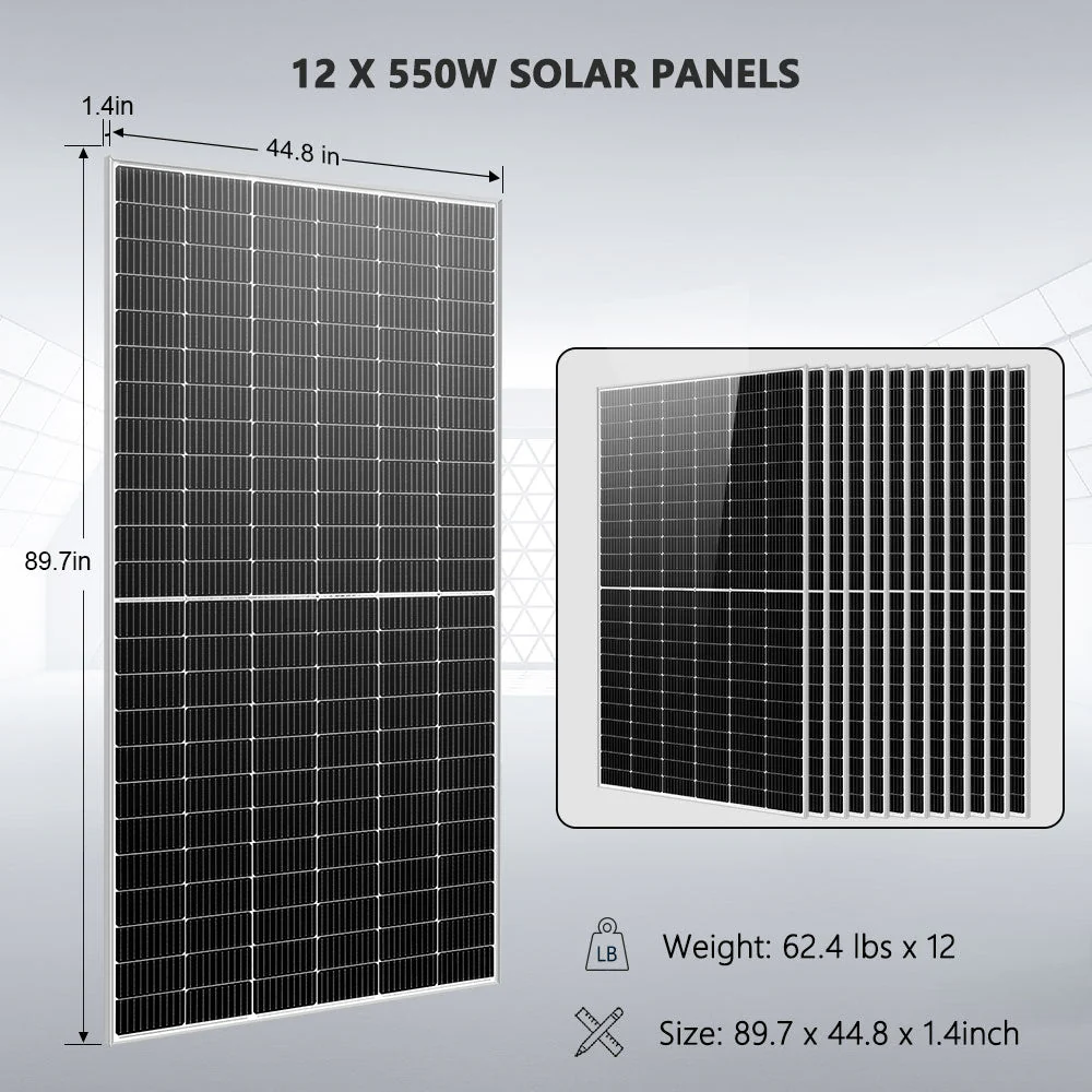 OFF GRID SOLAR KIT 12 X 550 WATTS SOLAR PANELS 20.48KWH-32.14KWH LITHIUM BATTERY 10KW SOLAR INVERTER 48VDC 120V/240V SGR-10K25S - Image 4