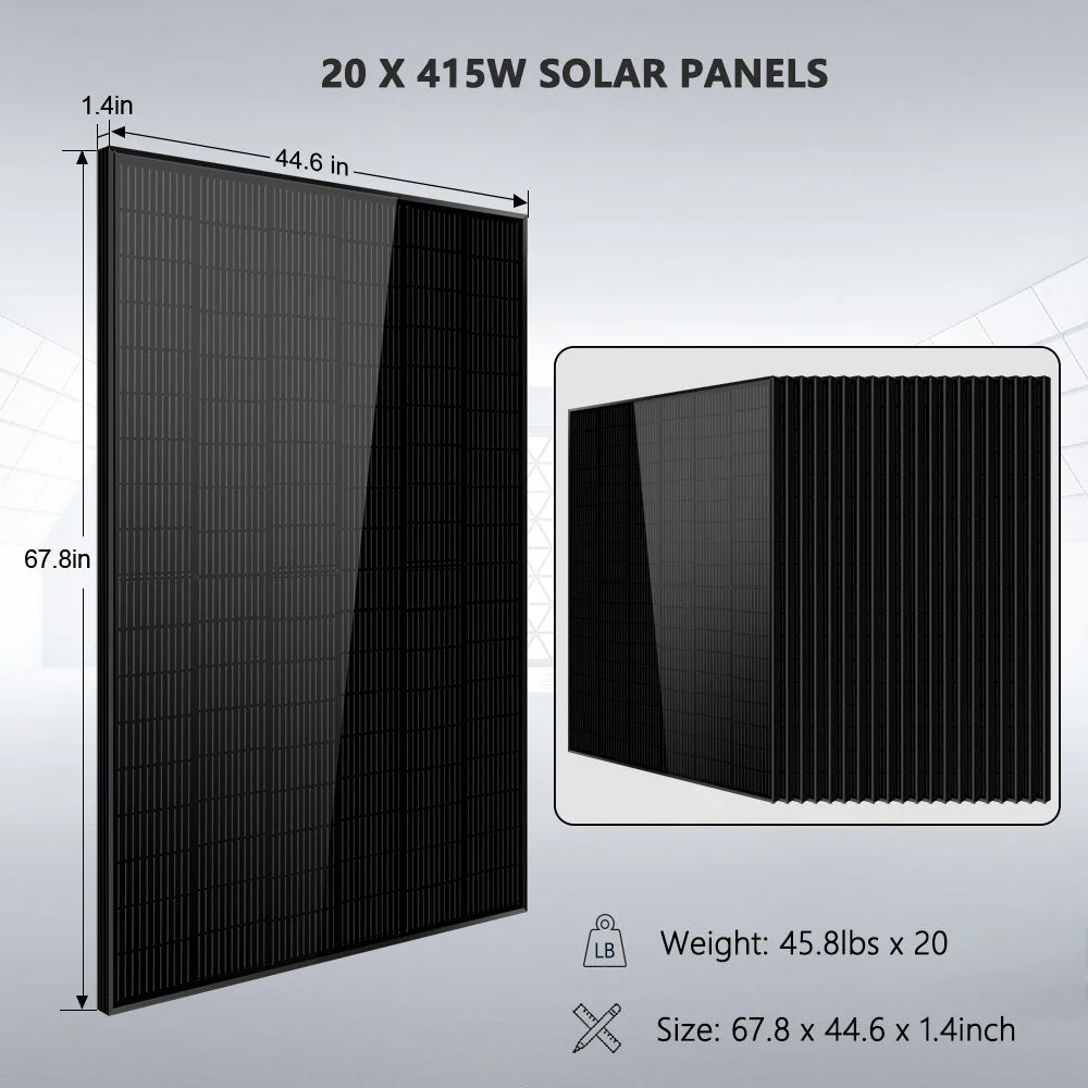 Off-Grid Solar Kit 13000W 48VDC 120V/240V LifePo4 20.48KWH Lithium Battery 14 X 415 Watts Solar Panels SGR-13KM - Image 11