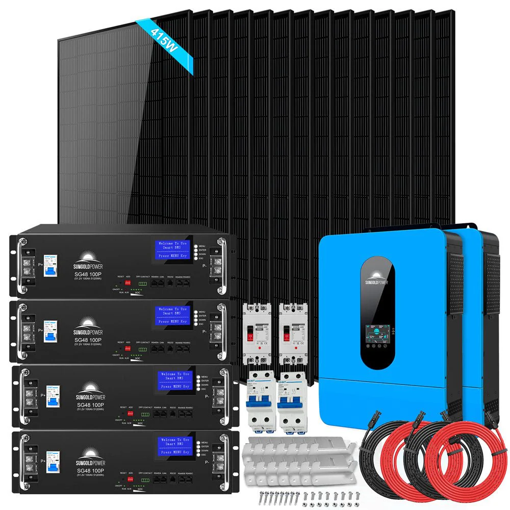 Off-Grid Solar Kit 13000W 48VDC 120V/240V LifePo4 20.48KWH Lithium Battery 14 X 415 Watts Solar Panels SGR-13KM - Image 2