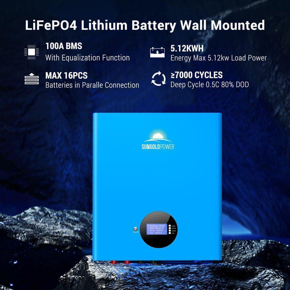Off-Grid Solar Kit 13000W 48VDC 120VAC/240V 20.48KWH PowerWall Lithium Battery 12 X 370 Watts Solar Panels SGM-1320M - Image 3
