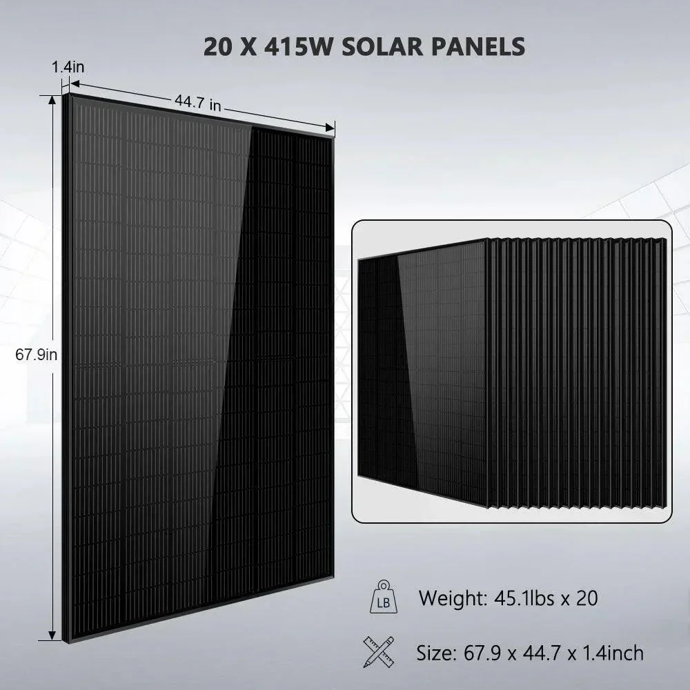 Off-Grid Solar Kit 15000W 48VDC 120V/240V 30.72KWH Lithium Battery 20 X 415 Watts Solar Panels SGR-15K20E - Image 6