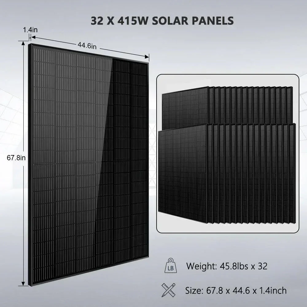 Off Grid Solar Kit 16KW 48VDC 120V/240V 25.6KWH LITHIUM BATTERY 32 X 415 Watts Solar Panels SGR-16K25E - Image 8
