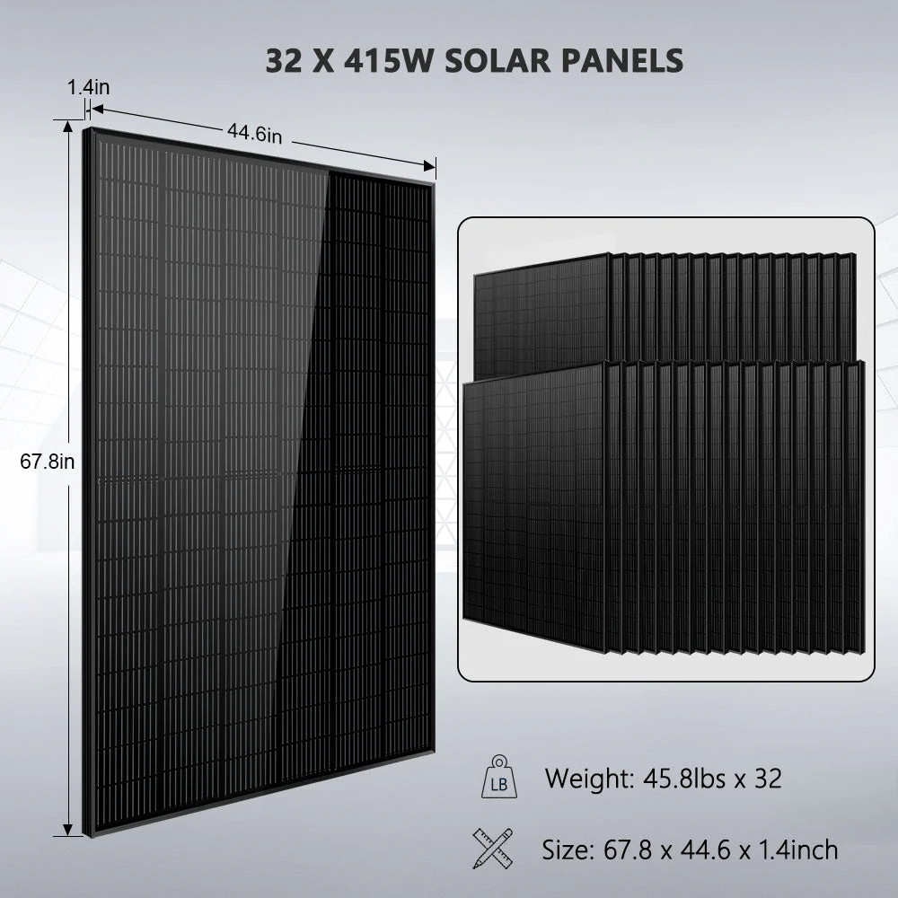 OFF GRID SOLAR KIT 16KW 48VDC 120V/240V LIFEPO4 25.6KWH LITHIUM BATTERY 32 X 415 WATTS SOLAR PANELS SGR-16K25E - Image 5