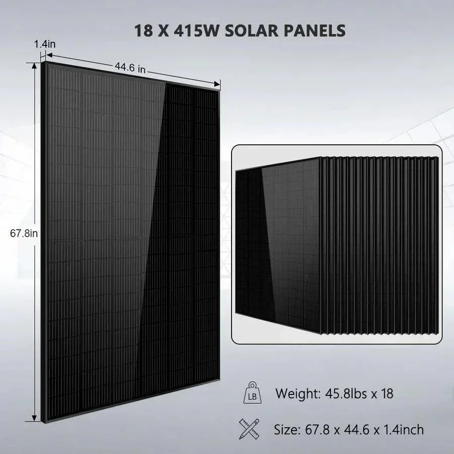 Off-Grid Solar Kit 18000W 48VDC 120V/240V 30.72KWH Lithium Battery 20 X 415 Watts Solar Panels SGR-18K20E - Image 6