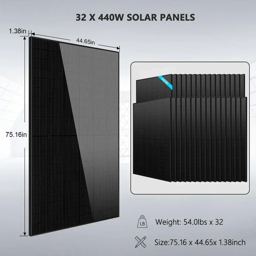 Off Grid Solar Kit 20Kw 48VDC 120v/240v 30.72kwh Lithium Battery 32 X 450 Watts Solar Panels SGR-20K30E - Image 4