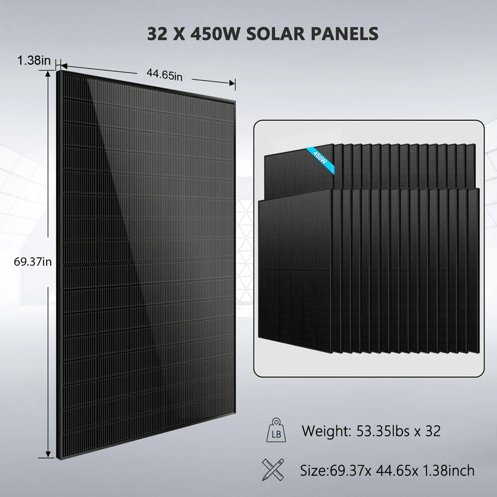 OFF GRID SOLAR KIT 20KW 48VDC 120V/240V LIFEPO4 30.72KWH-32.14KWH LITHIUM BATTERY 32 X 450 WATTS SOLAR PANELS SGR-20K30E - Image 13