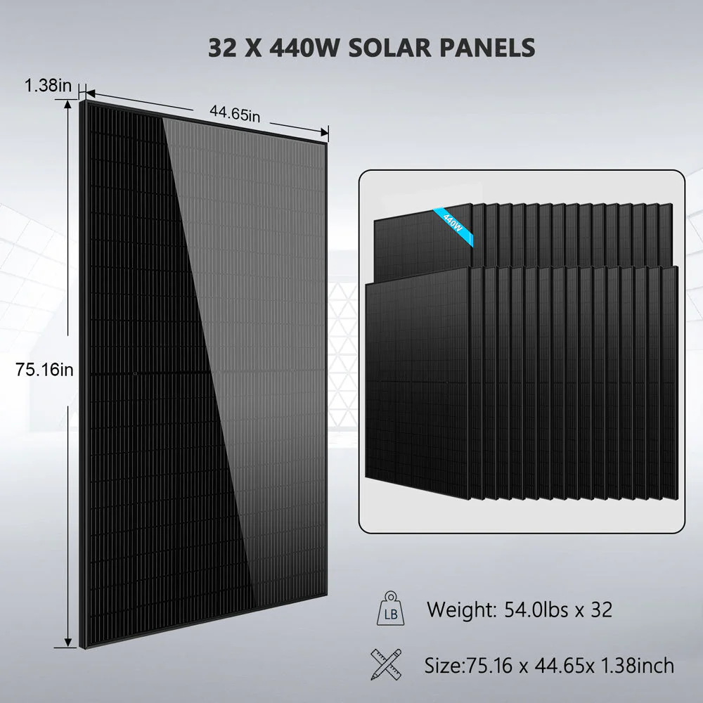 OFF GRID SOLAR KIT 20KW 48VDC 120V/240V LIFEPO4 30.72KWH-32.14KWH LITHIUM BATTERY 32 X 450 WATTS SOLAR PANELS SGR-20K30E - Image 4