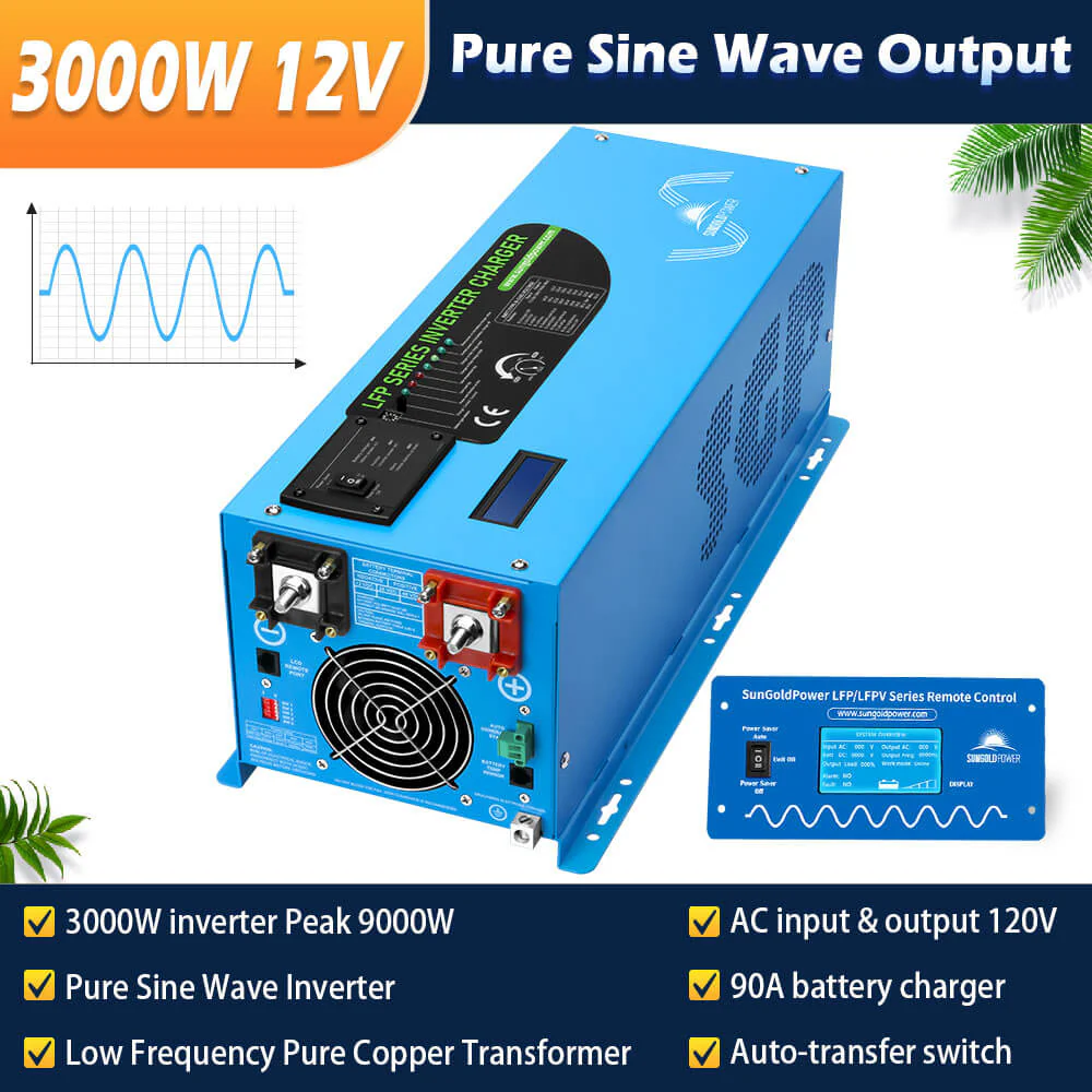 Off Grid Solar Kit 3000W Inverter 12VDC 120V Output LifePO4 Battery 600 watt Solar Back Up SGK-PRO3 - Image 2