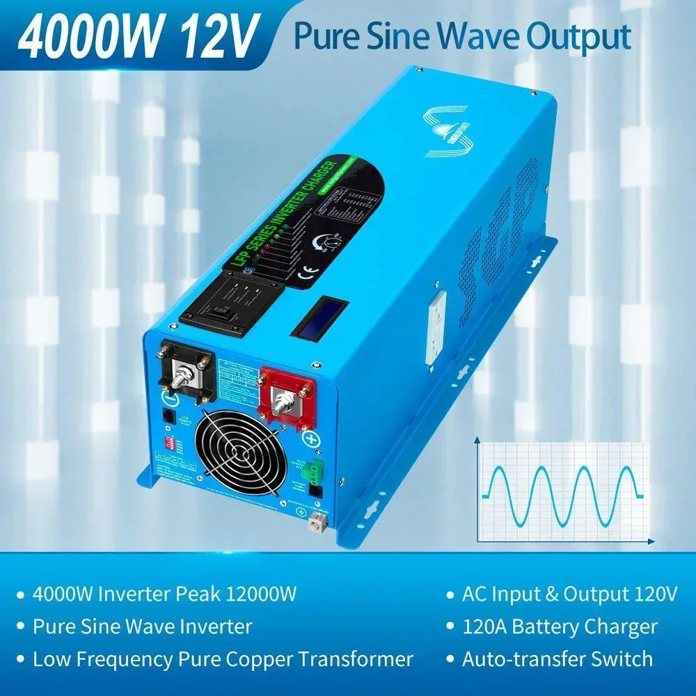 Sungold Power Off Grid Solar Kit 4000W Inverter 12VDC 120V/240V Battery 1200 Watt Solar Back Up SGK-PR4S - Image 2