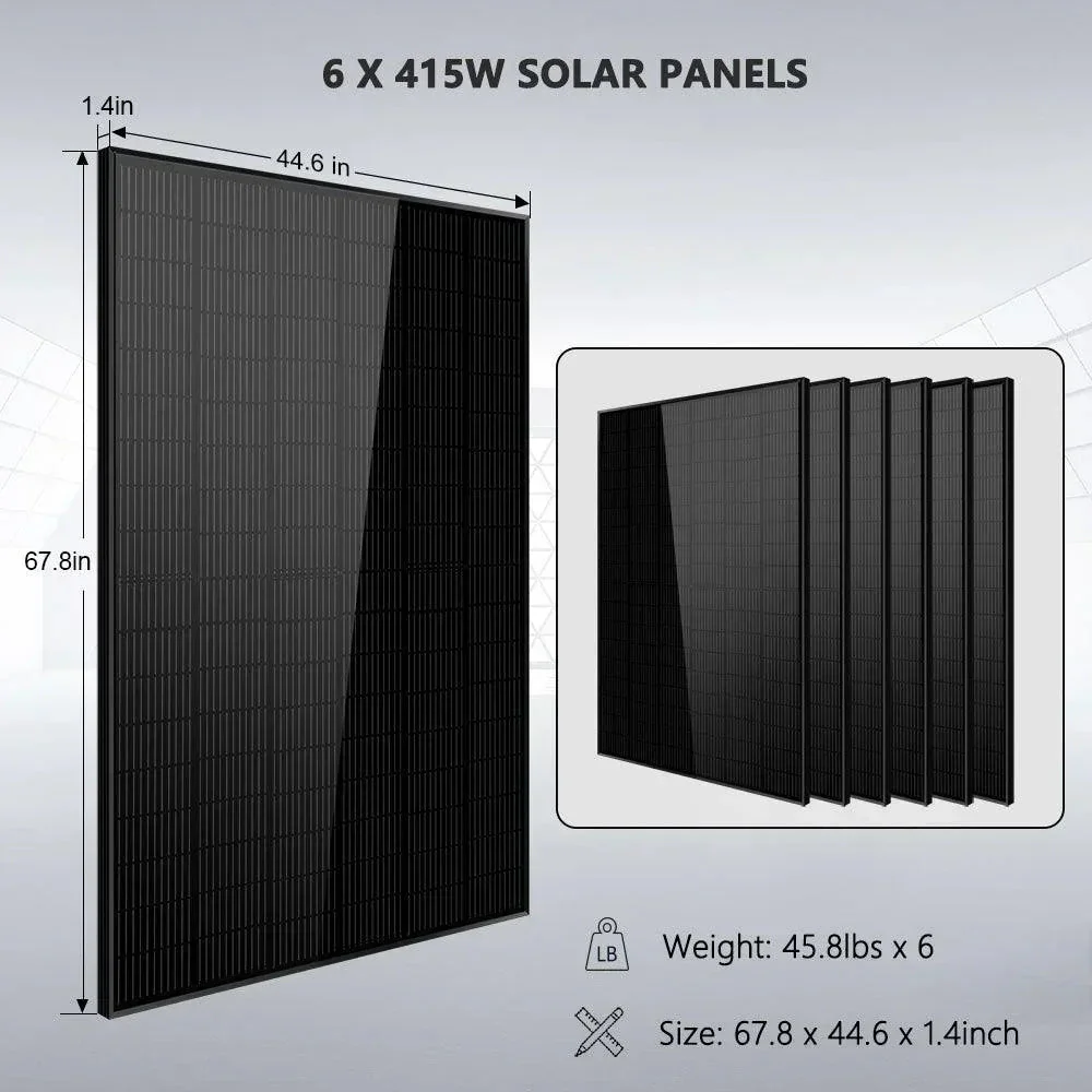 Off-Grid Solar Kit 5000W 48VDC 120V 10.24KWH Lithium Battery 6 X 415 Watts Solar Panels SGR-5KE - Image 5