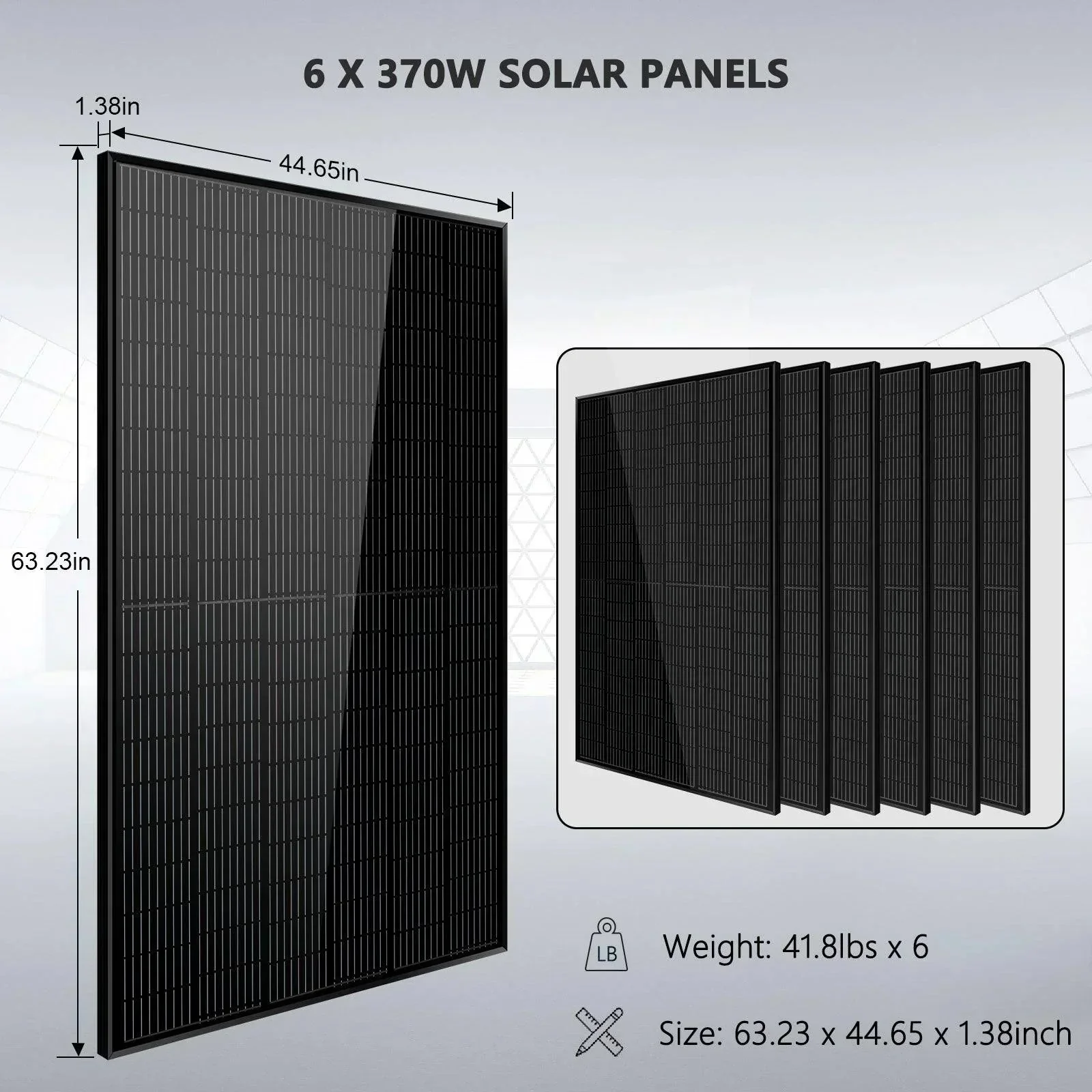 Off-Grid Solar Kit 5000W 48VDC 120V 10.24KWH PowerWall Lithium Battery 6 X 370 Watts Solar Panels SGM-5K10M - Image 4