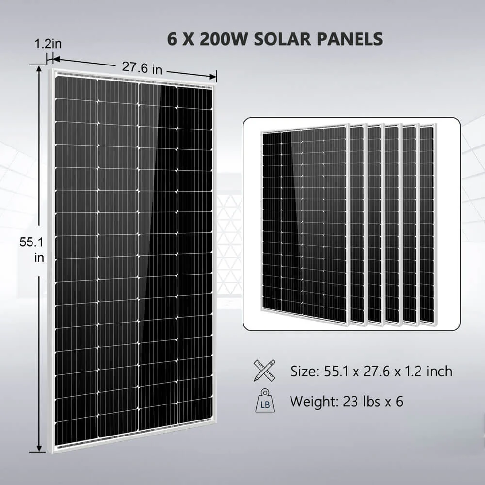 Off-Grid Solar Kit 5000W 48VDC 120V 5.12KWH PowerWall Battery 6 X 200 Watts Solar Panels SGM-5K5E - Image 4