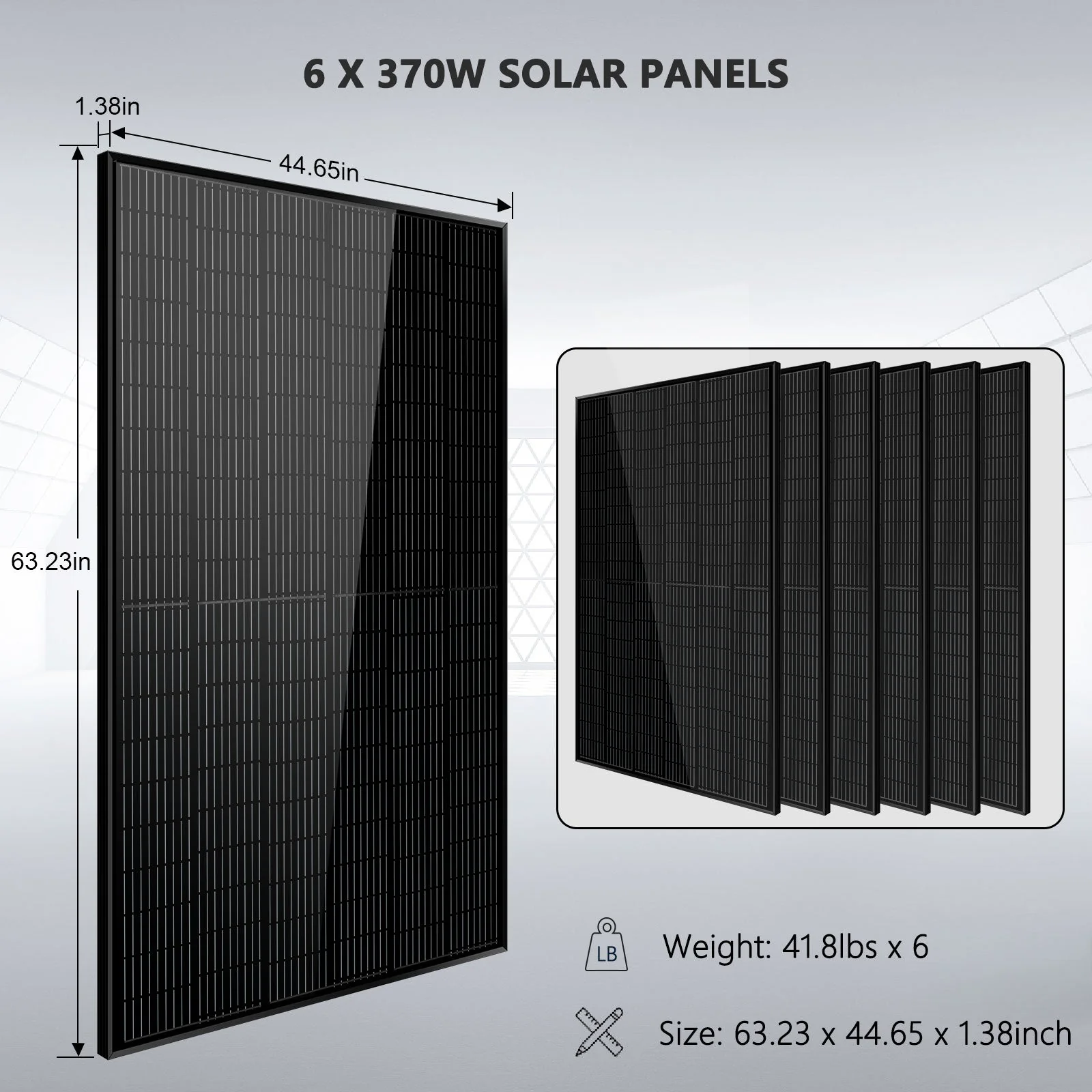 Off Grid Solar Kit 6000W 24/ 48VDC 120V/240V LifePO4 10.24KWH Lithium Battery 6 X 370 Watt Solar Panels SGK-PRO64/ SGK-PRO62 - Image 6