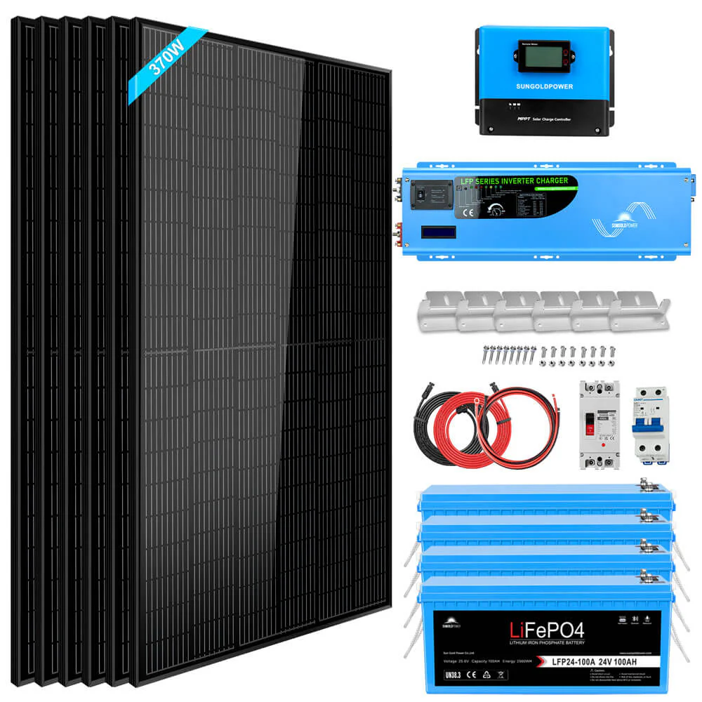 Off Grid Solar Kit 6000W 24/ 48VDC 120V/240V LifePO4 10.24KWH Lithium Battery 6 X 370 Watt Solar Panels SGK-PRO64/ SGK-PRO62 - Image 7