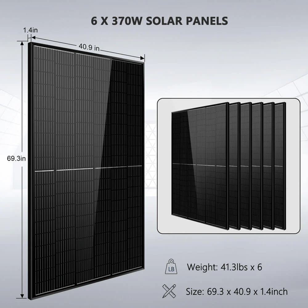 Off-Grid Solar Kit 6500W 48VDC 120/240VAC 10.24KWH PowerWall Lithium Battery 6 X 370 Watts Solar Panels SGM-6510M - Image 4