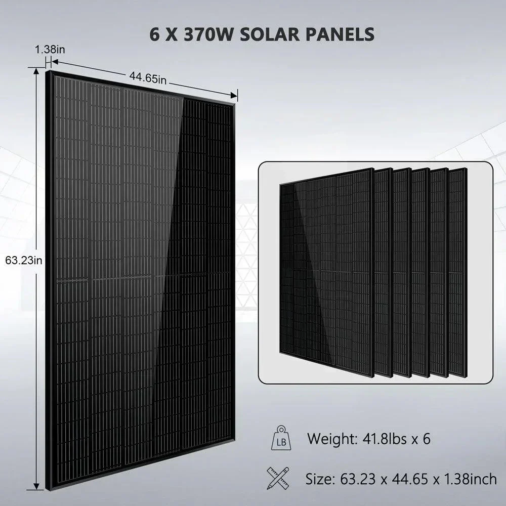 Off-Grid Solar Kit 6500W 48VDC 120/240VAC 5.12KWH PowerWall Lithium Battery 6 X 370 Watts Solar Panels SGM-655M - Image 4