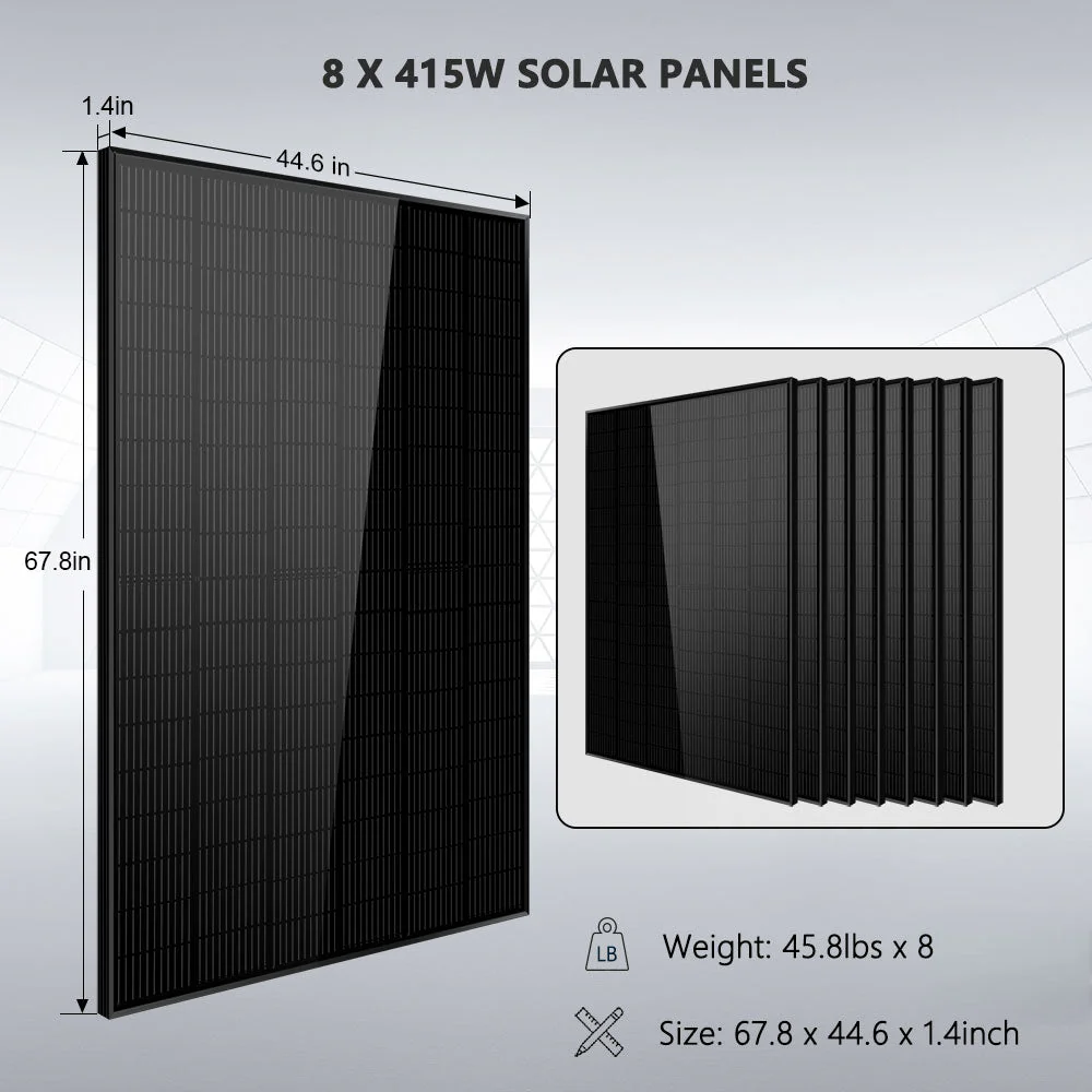Off-Grid Solar Kit 6500W 48VDC 120/240VAC LifePo4 10.24KWH Lithium Battery 8 X 415W Solar Panels SGR-6510E - Image 5