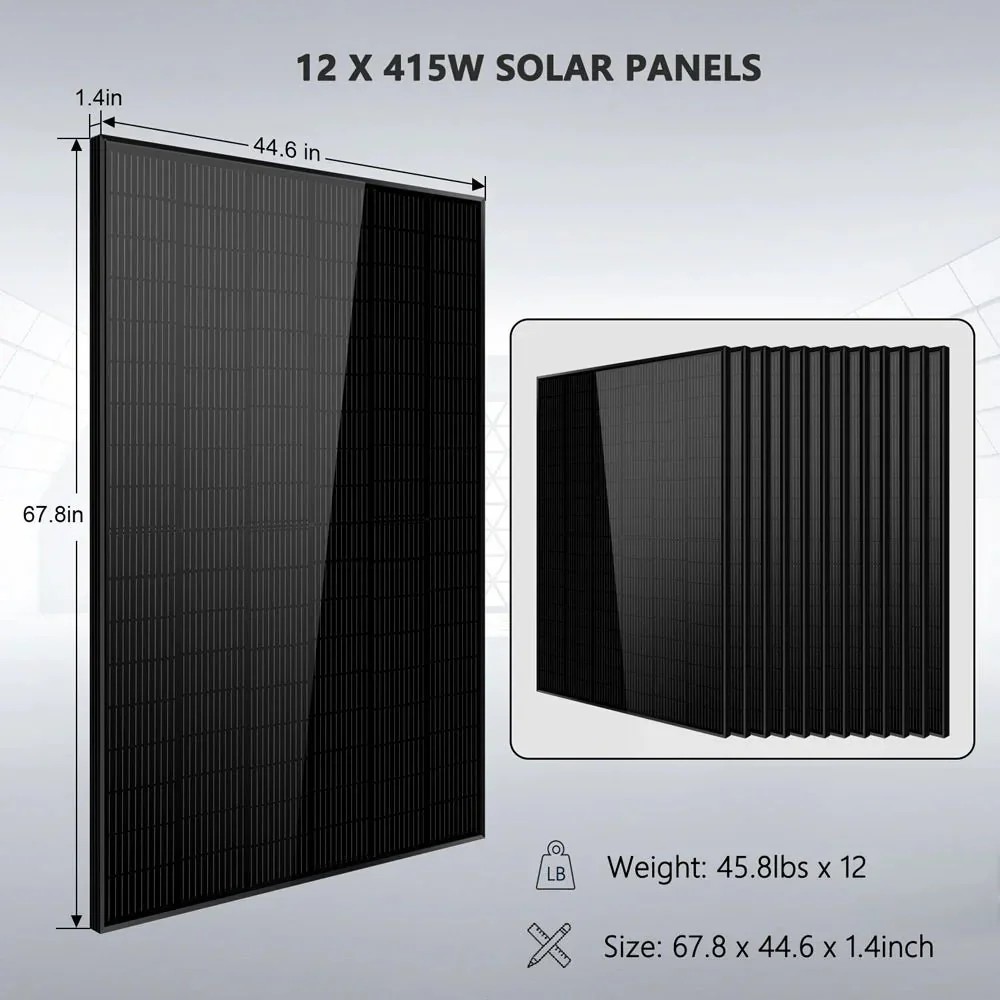 Off-Grid Solar Kit 8000W 48VDC 120V/240V LifePo4 10.24KWH-16.07KWH Lithium Battery 8 X 415 Watts Solar Panels SGR-8K10E - Image 7
