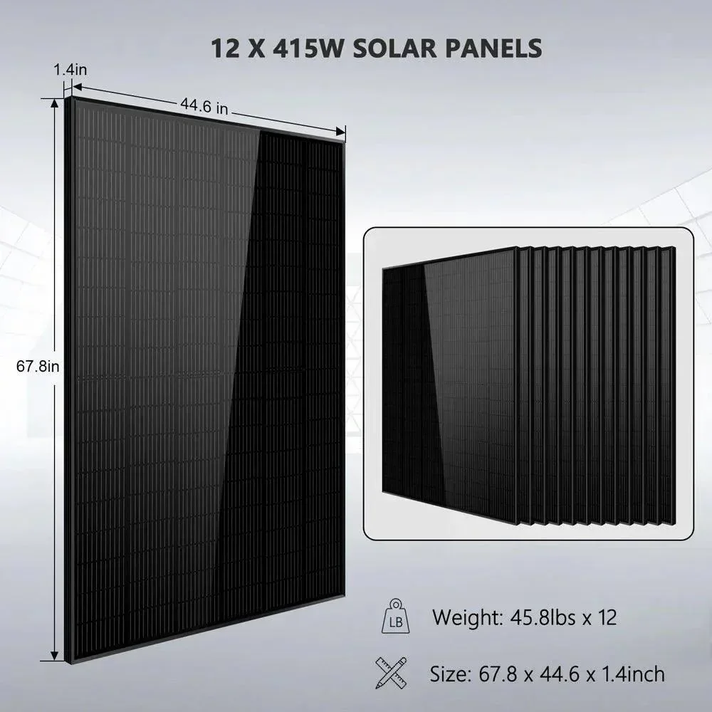 Off-Grid Solar Kit 8000W 48VDC 120V/240V LifePo4 10.24KWH Lithium Battery 8 X 415 Watts Solar Panels SGR-8K10E - Image 7
