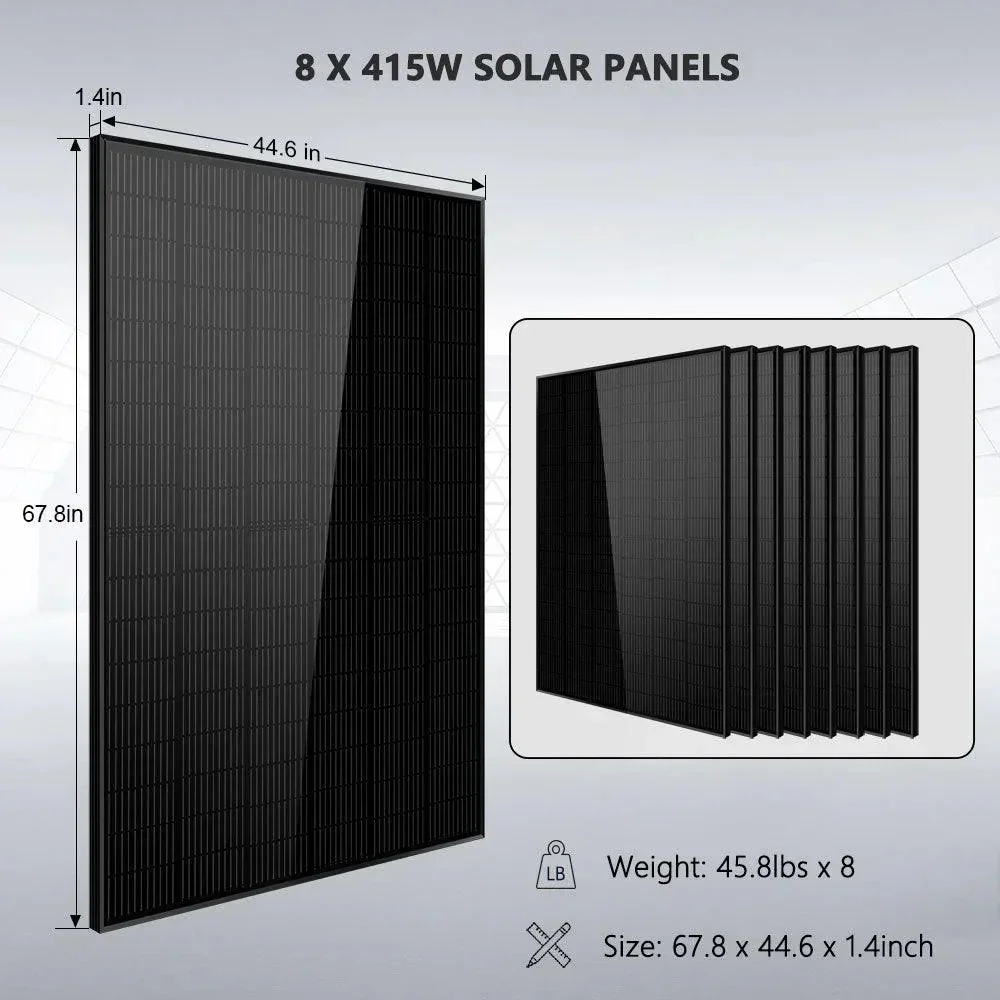 Off-Grid Solar Kit 8000W 48VDC 120V/240V LifePo4 10.24KWH Lithium Battery 8 X 415 Watts Solar Panels SGR-8K10E - Image 8