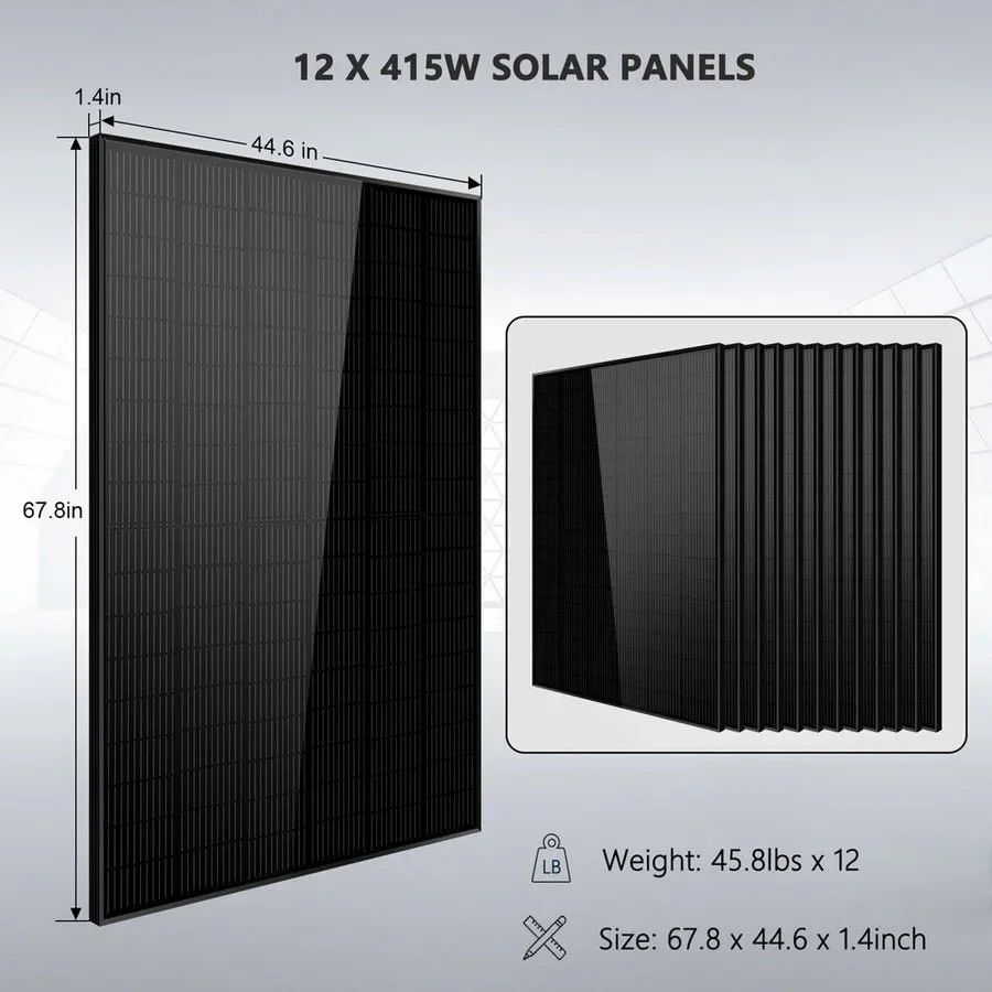 Off-Grid Solar Kits 12kW/15kW/18kW Options 120V/240V with 48v LiFePO4 Lithium Batteries & 415w Solar Panels SGR-18K20E - Image 8