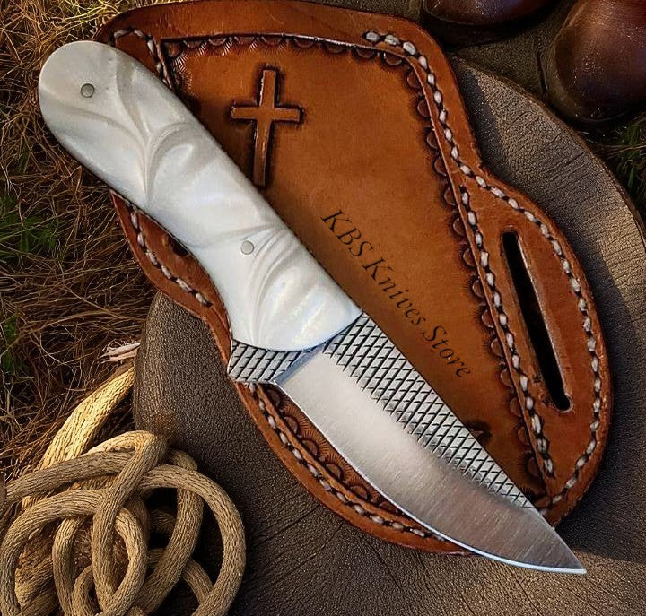 Old West Knife 8" Rasp Steel with Pearl Epoxy Handle