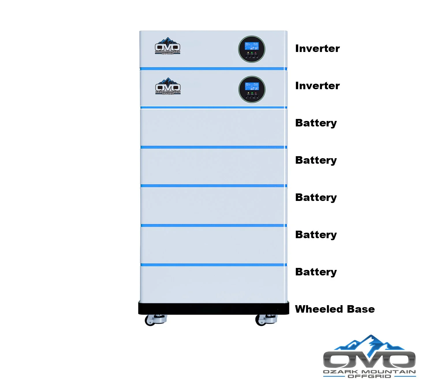 OMO All-In-One Customizable Stacking Inverter/Battery System 120/240 11000W Total Inverter Output + 25.6KW Lithium Battery - Image 2