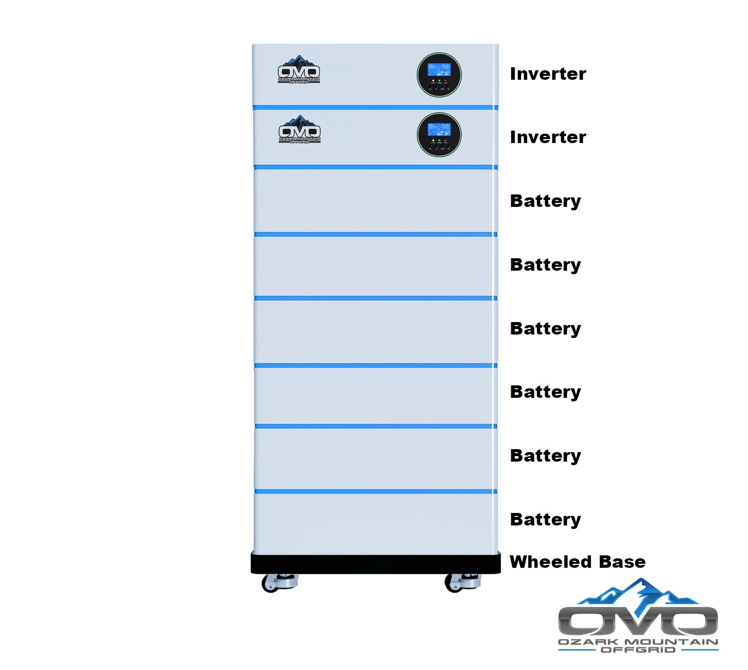 OMO All-In-One Customizable Stacking Inverter/Battery System 120/240 11000W Total Inverter Output + 30.72KW Lithium Battery - Image 2