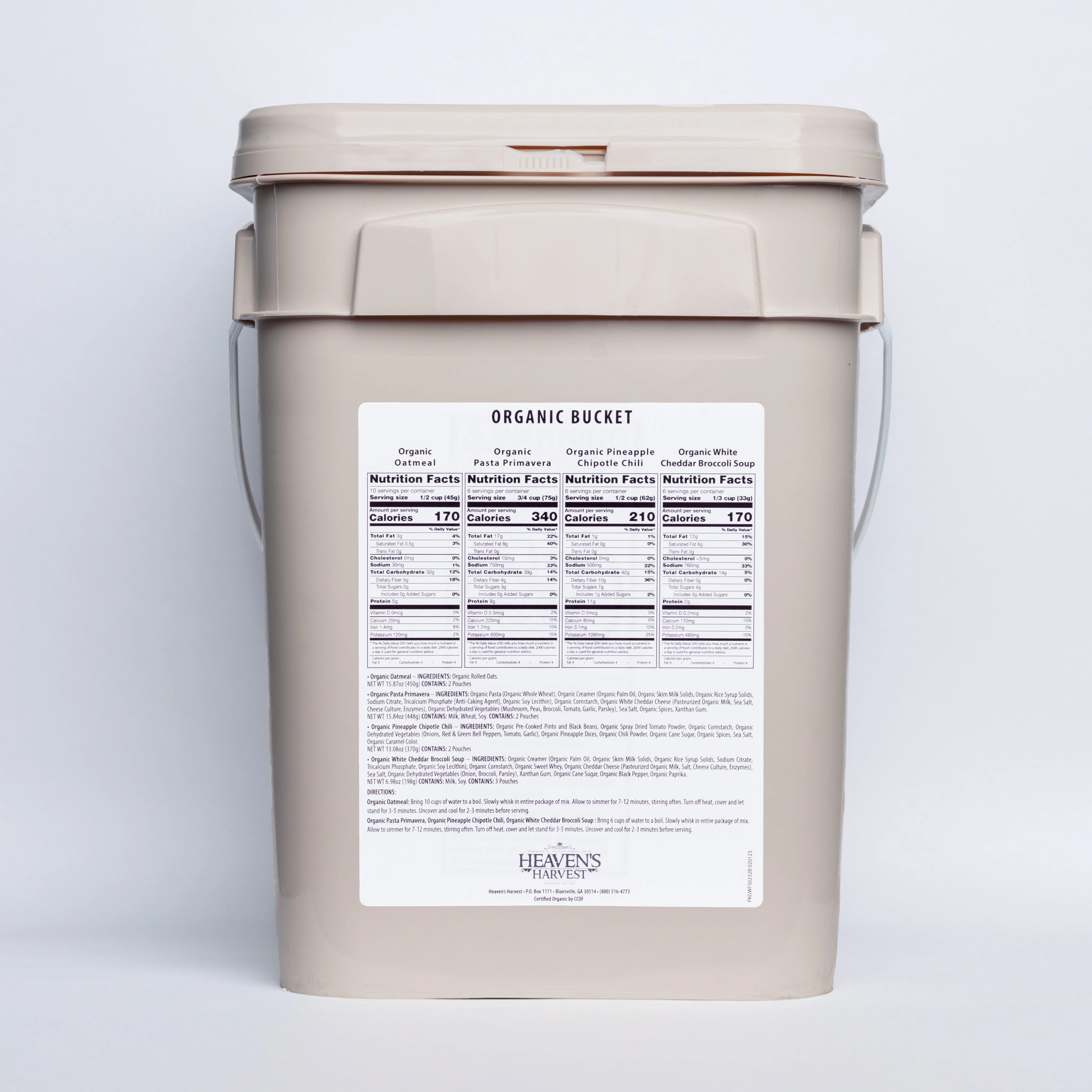 Organic Meal Bucket - 1 Person 1 Week - 62 Servings -  Emergency Food Survival Kit - Image 5