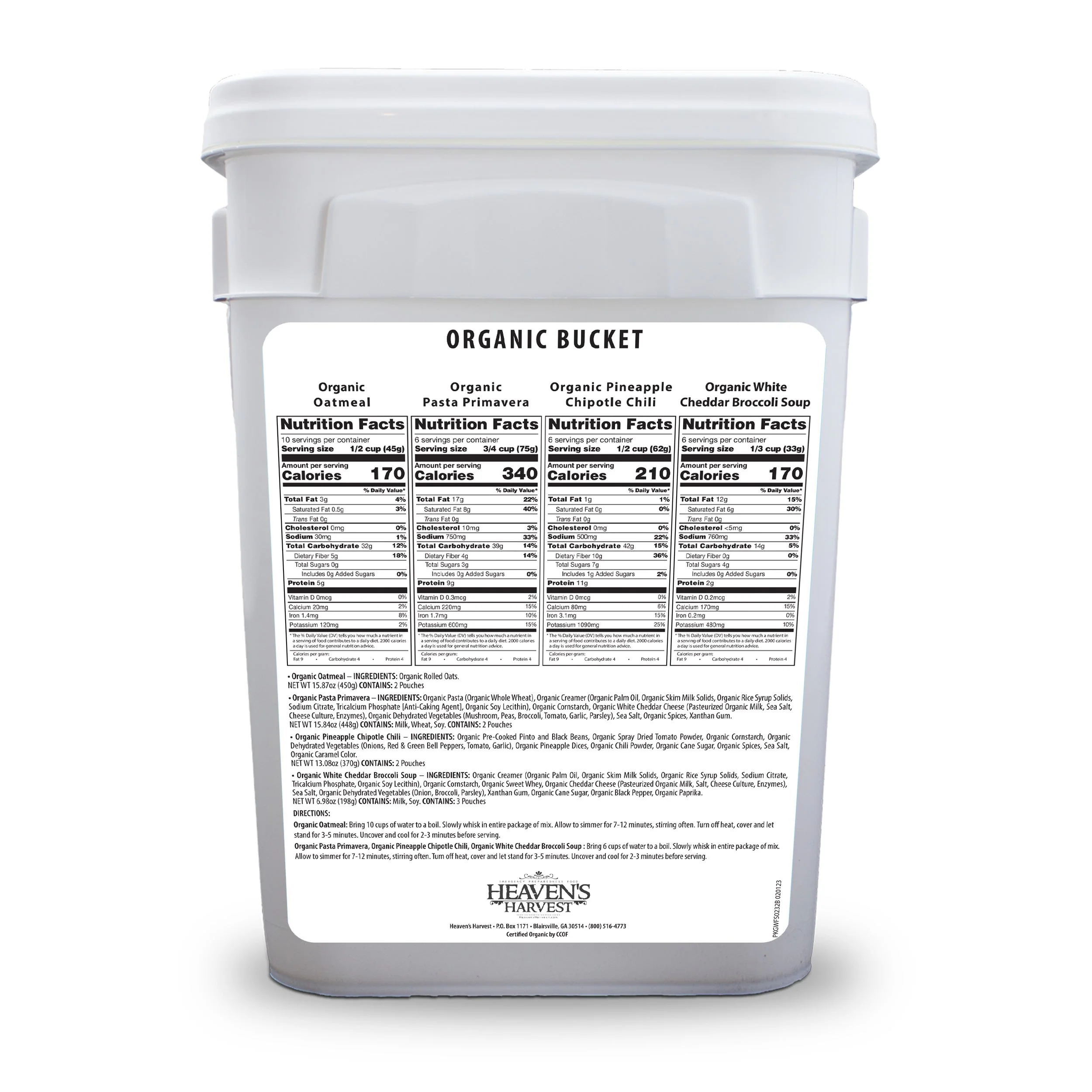 Organic Meal Bucket - 12 Pack -  Emergency Food Survival Kit - Image 3