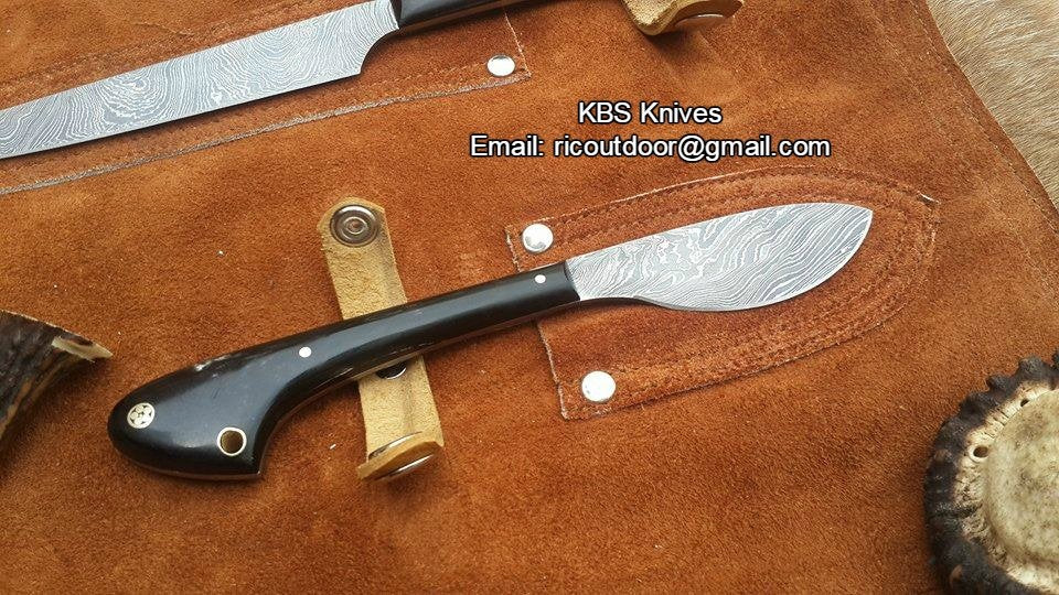 Outdoor Edge Knife Sets – 3-Piece Damascus Steel Hunting Kit with Buffalo Horn Handles - Image 2