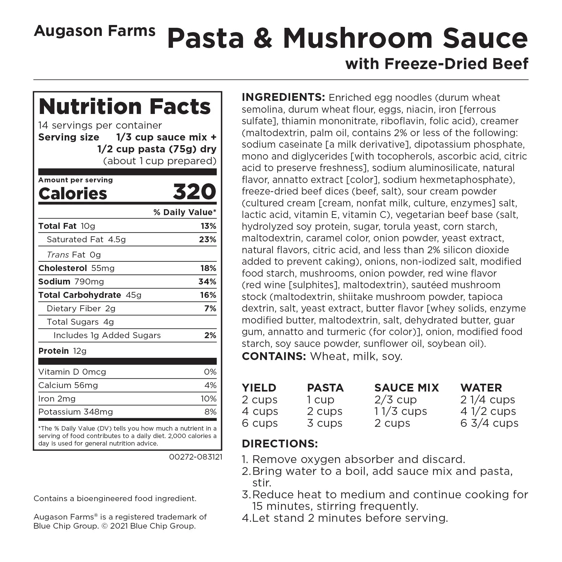 Pasta & Mushroom Sauce with Freeze-Dried Beef, 14 Servings (SC) - Image 3