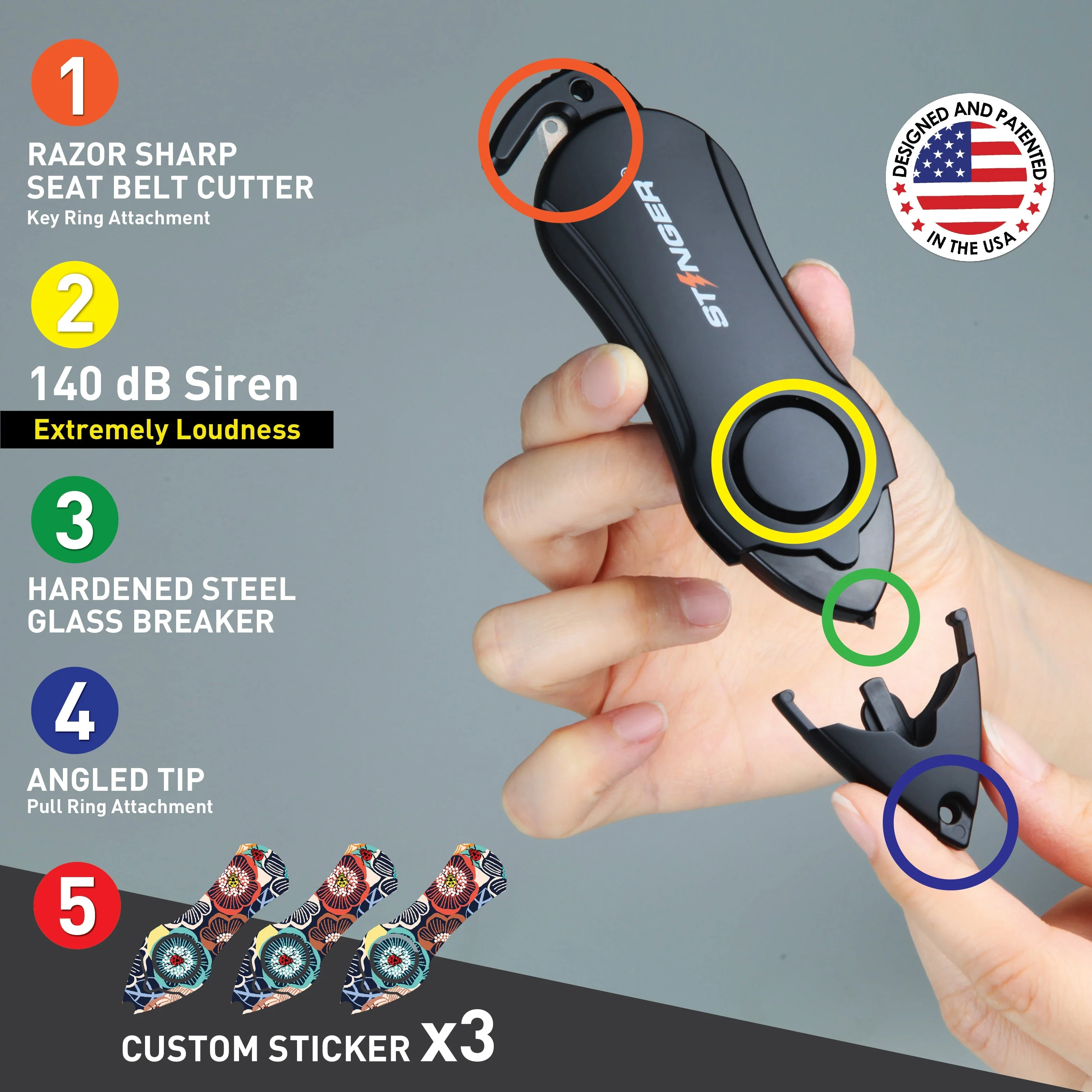 Personal Alarm Keychain Safety Emergency Tool (Ladybug) - Image 4