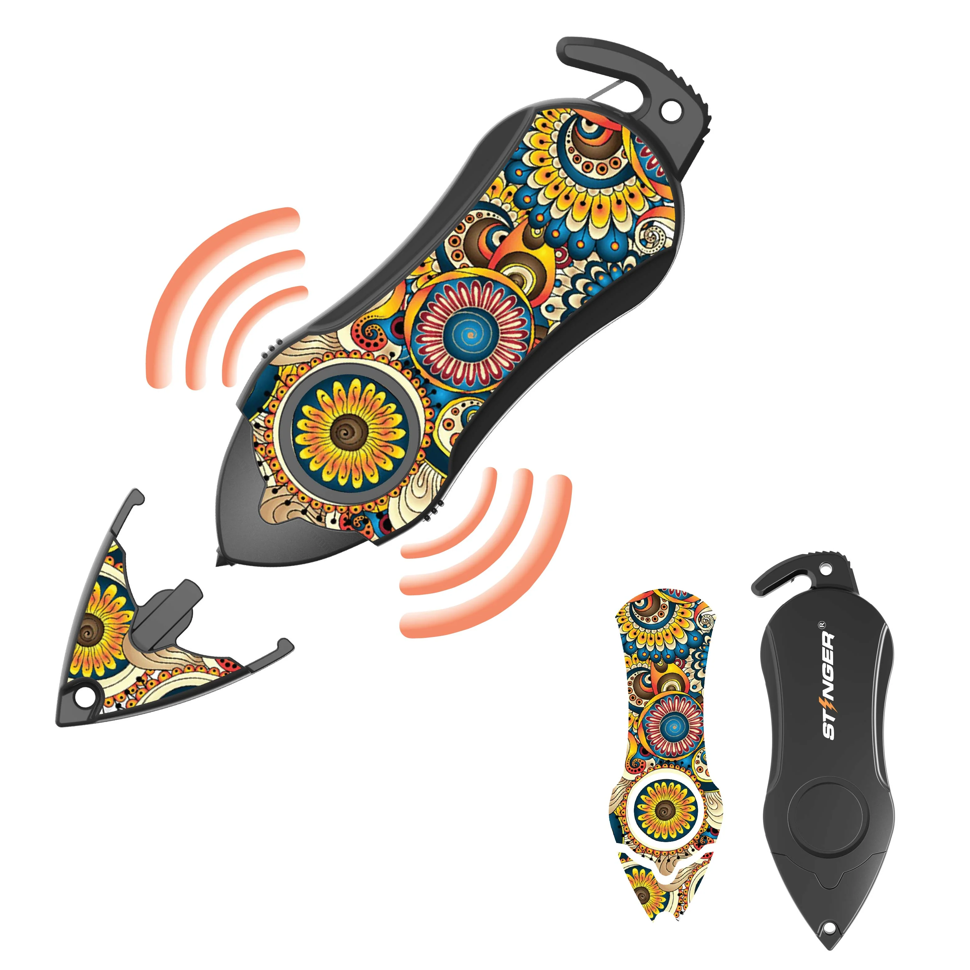 Personal Alarm Keychain Safety Emergency Tool (Mandala) - Image 2