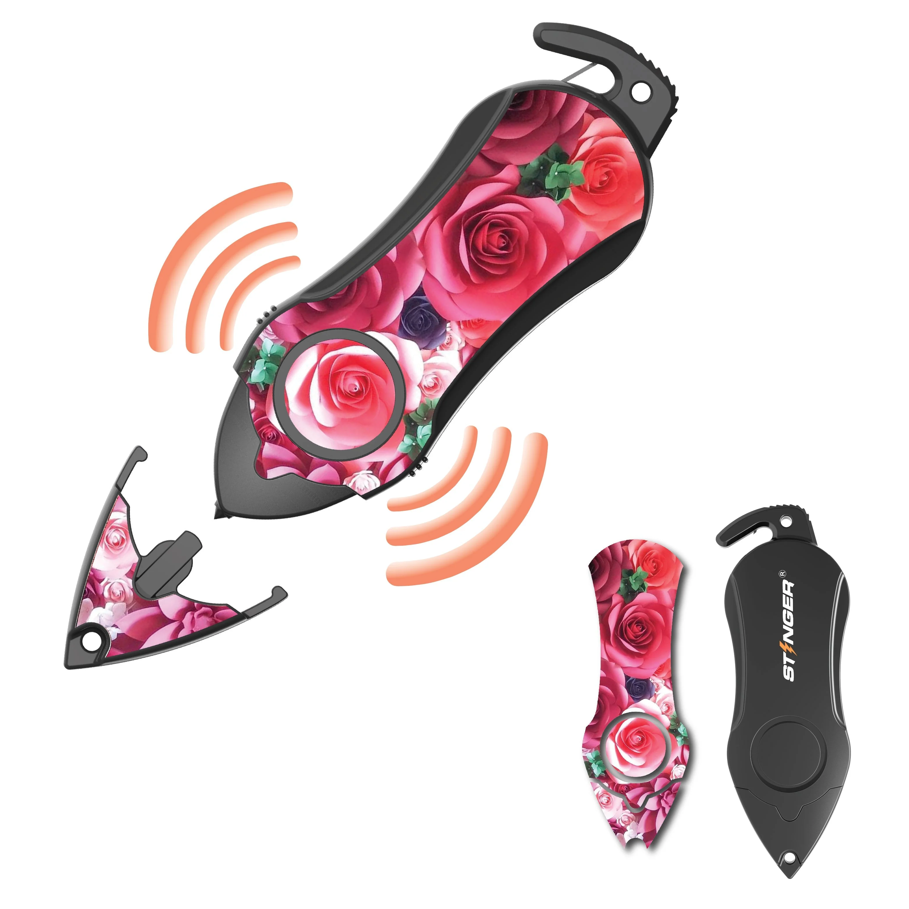 Personal Alarm Keychain Safety Emergency Tool (Pink Rose) - Image 2